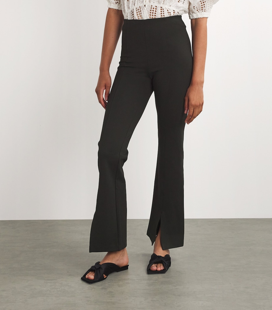 Flared Split-Hem Trousers BLACK Image 3
