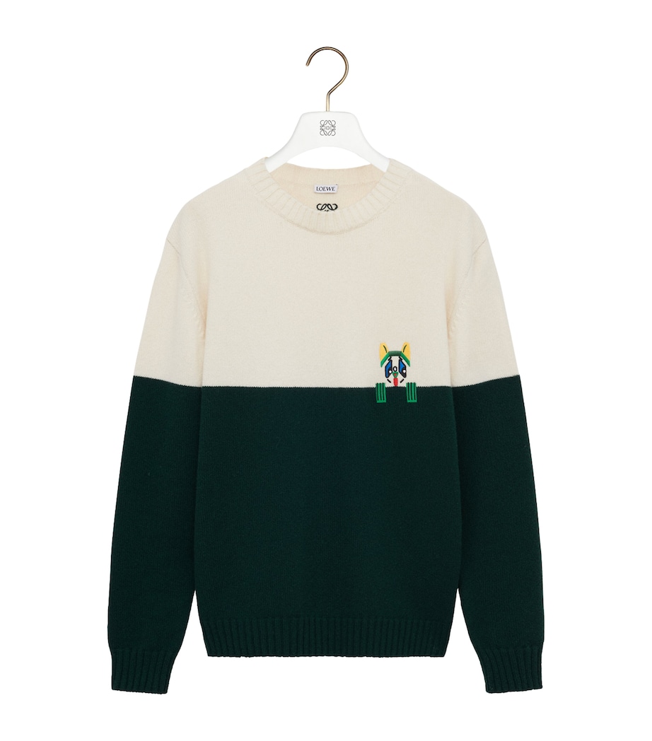 x Louis Wain Wool Futuristic Cat Sweater WHITE/GREEN Image 1