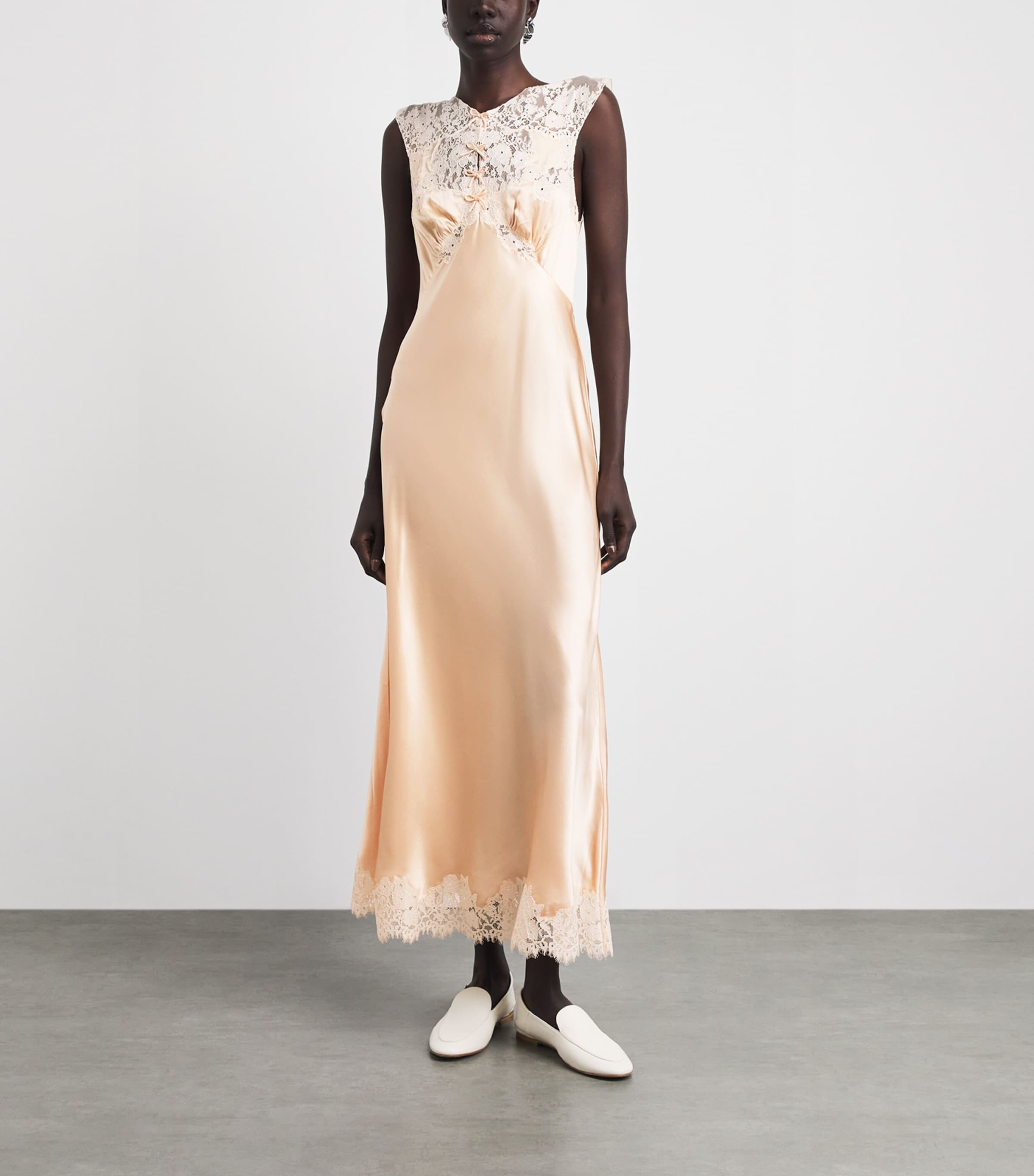 DÔEN Womens Silk Marcelle Midi Dress Peach Sorbet Image 2