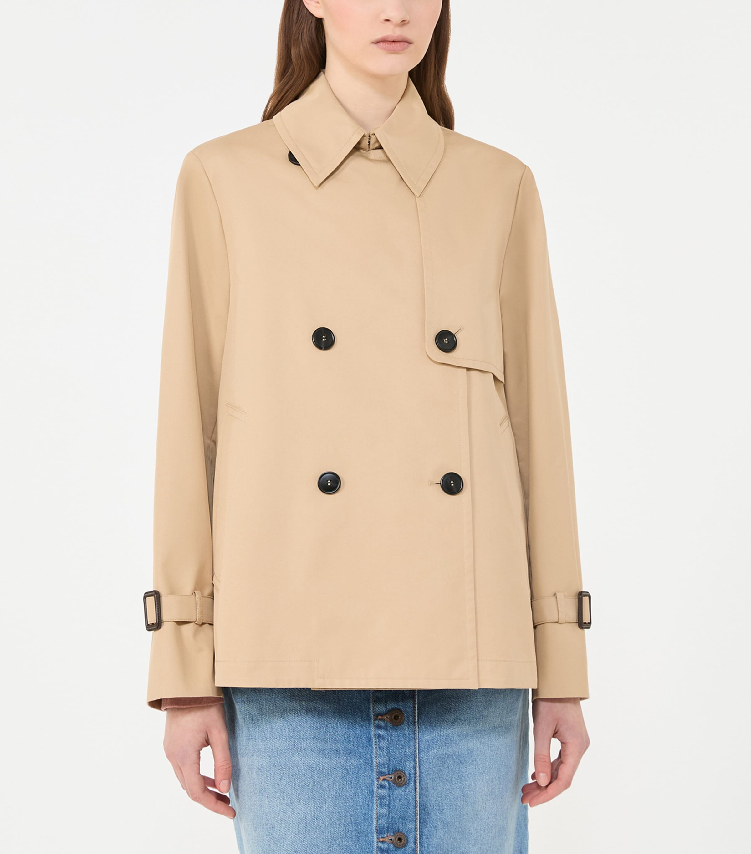 Weekend Max Mara Womens Gabardine Cropped Trench Coat Beige Image 4