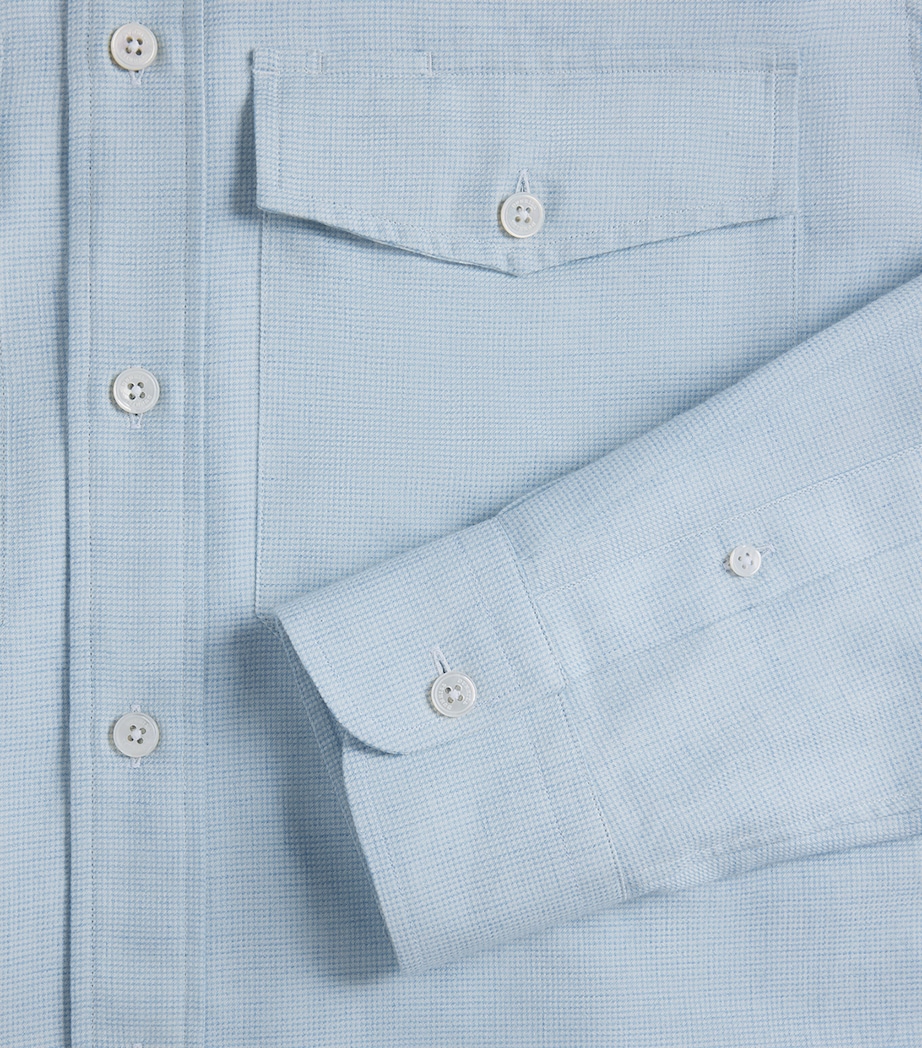 Dunhill Mens Cotton-Cashmere Shirt Blue Image 5