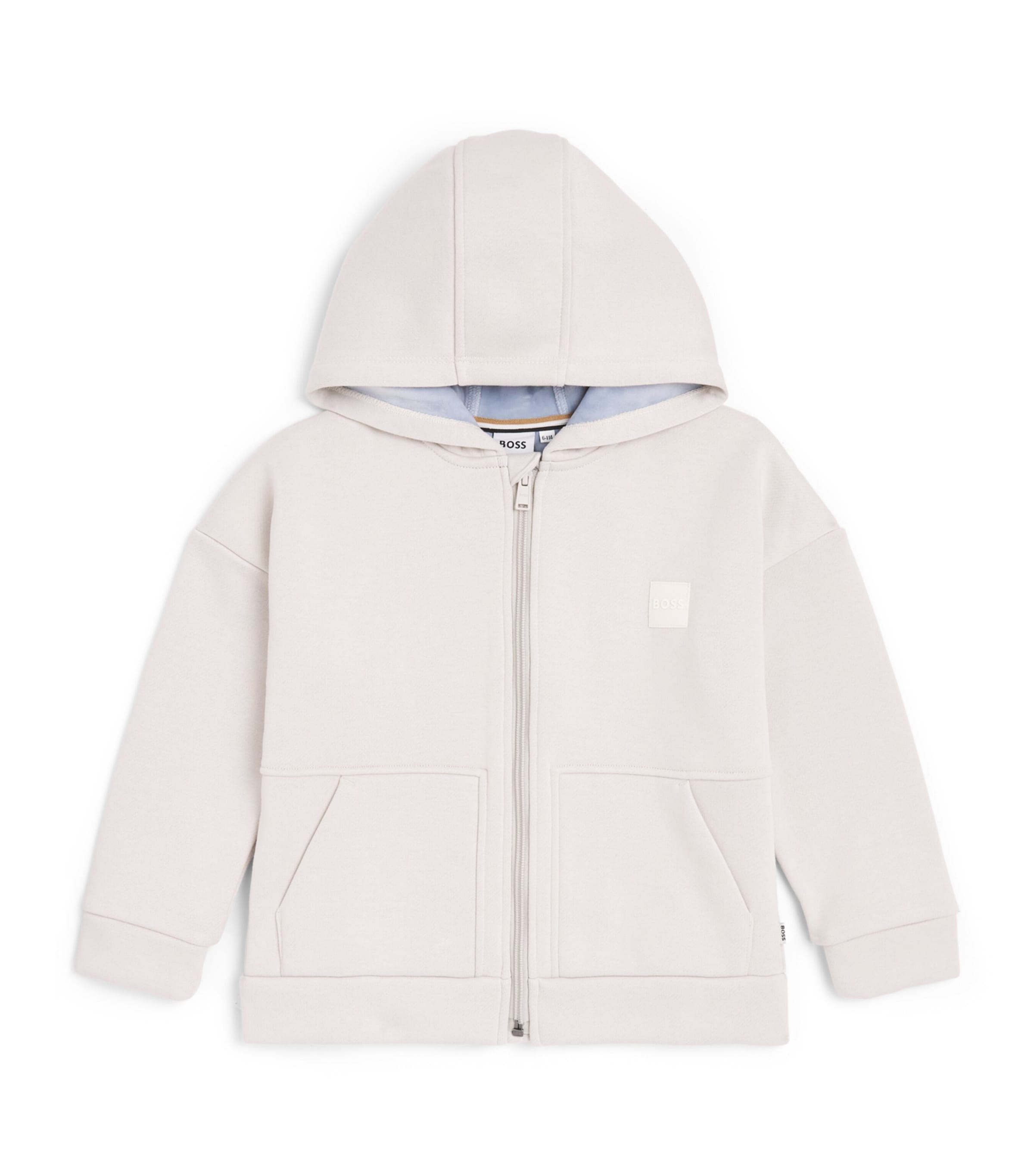 BOSS Kidswear Logo Zip-Up Hoodie (4-16 Years) Ivory Image 1