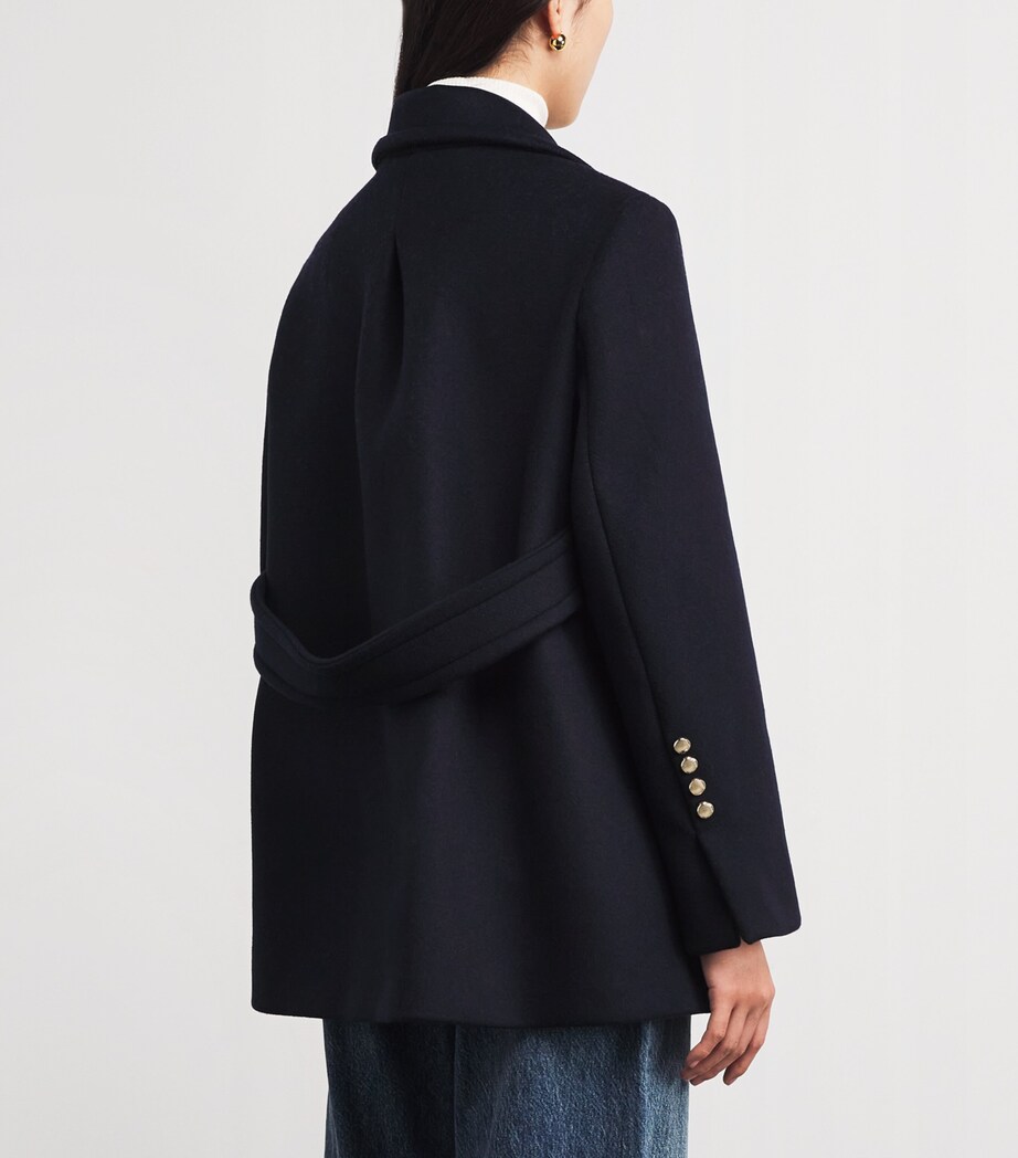 Maje Blue Wool Blend Double Breasted Pea Coat Harrods DE Maje Blue Wool Blend Double Breasted Pea Coat Harrods DE