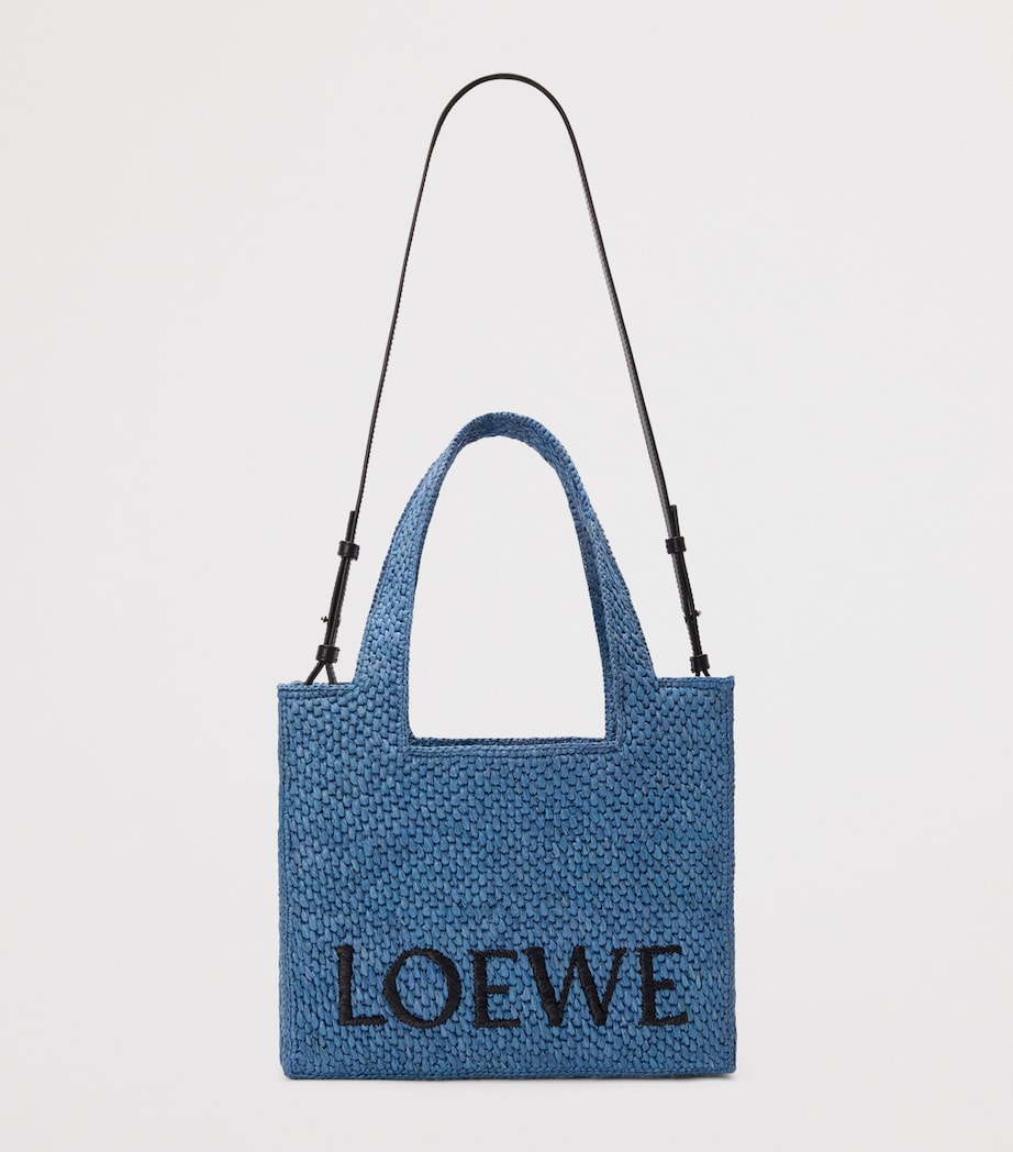x Paula's Ibiza Medium Raffia Font Tote Bag LIGHT BLUE Image 5