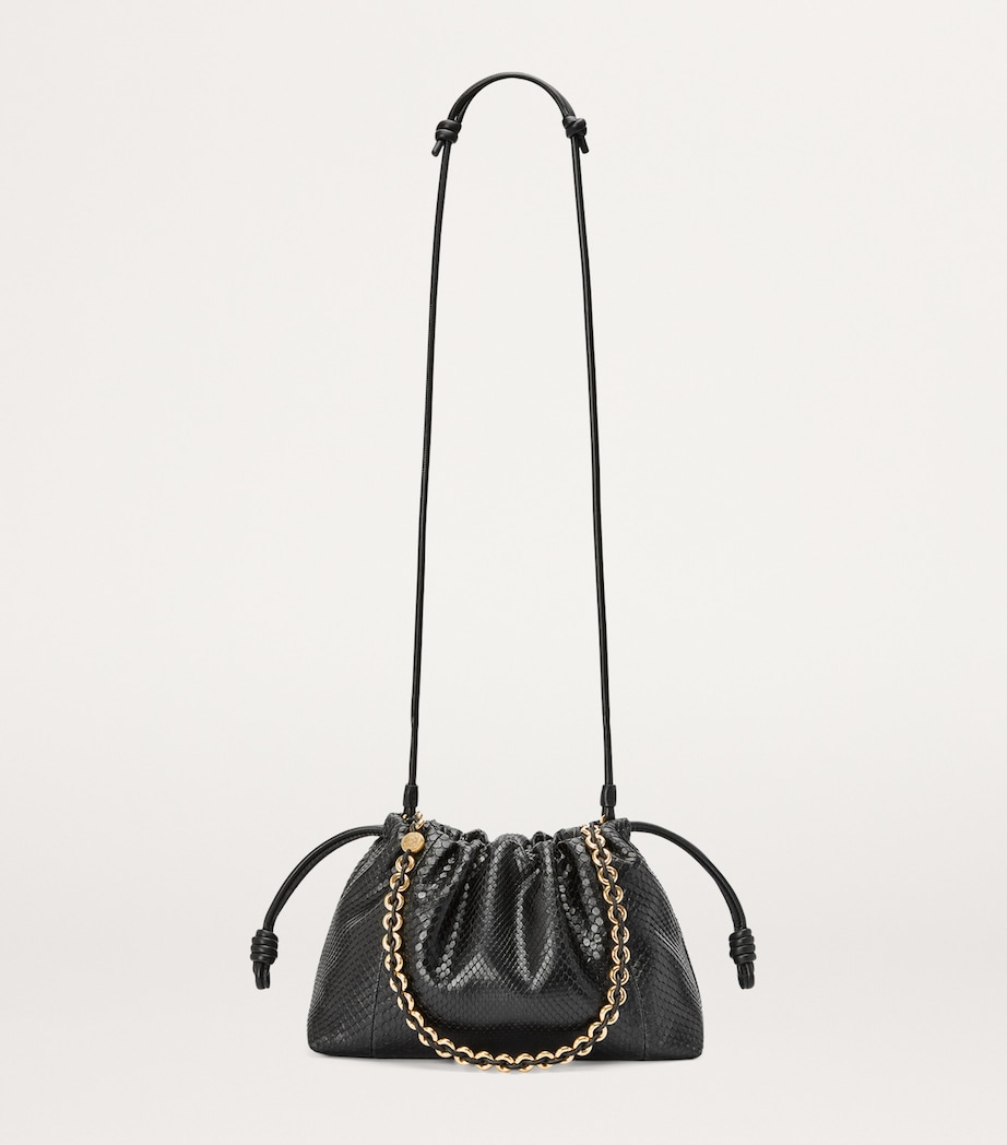 Medium Snakeskin Flamenco Shoulder Bag BLACK Image 8