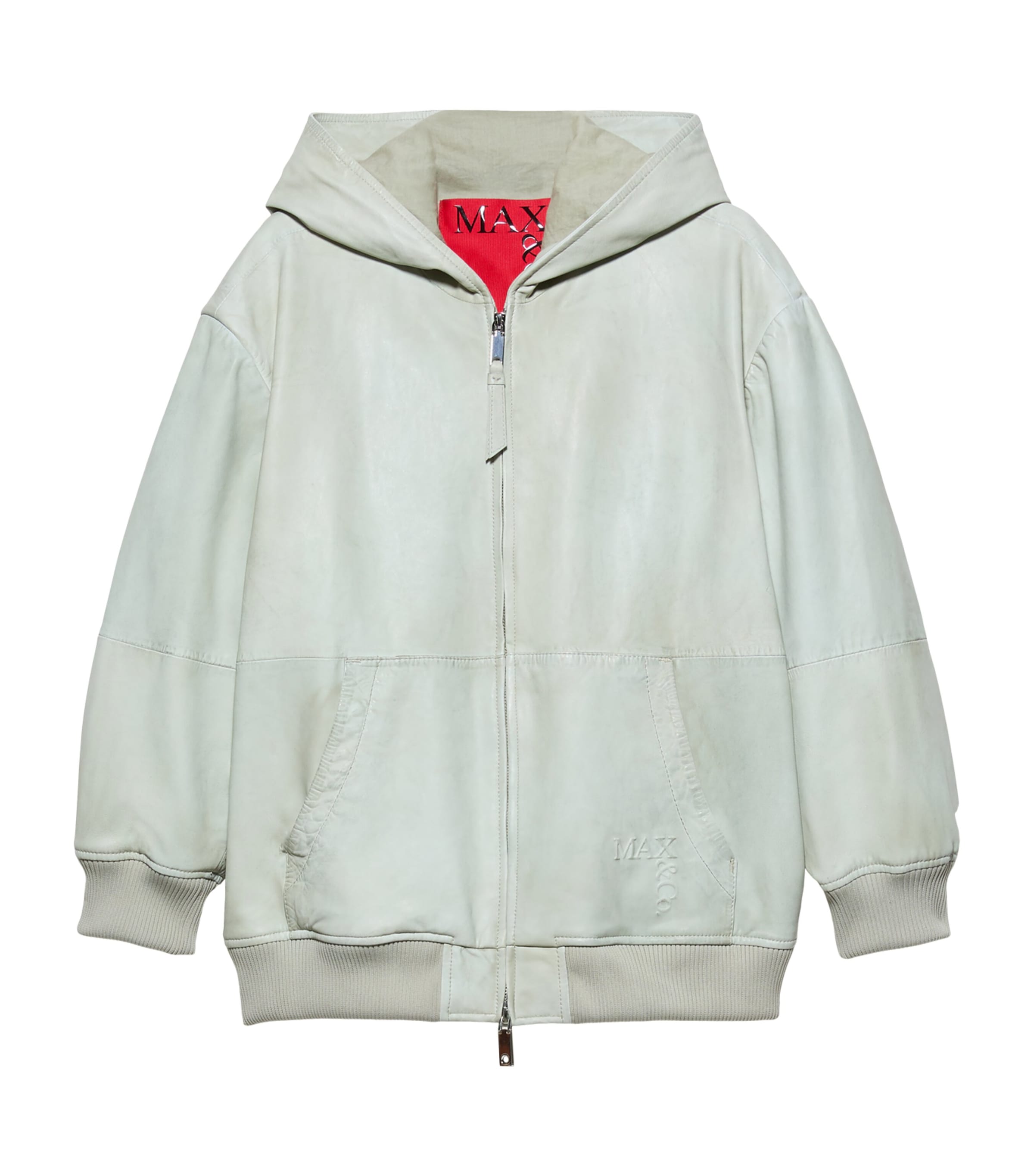 MAX&Co. Womens Leather Bomber Jacket Mint Image 1