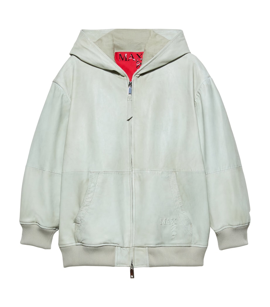 MAX&Co. Womens Leather Bomber Jacket Mint Image 1