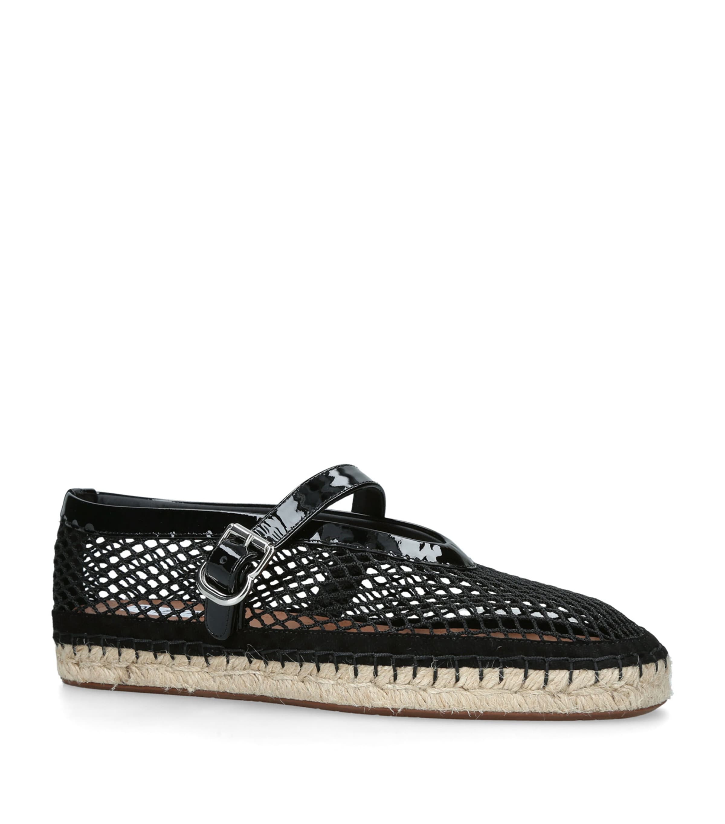 Alaïa Mesh-Leather Espadrille Ballet Flats Black Image 2
