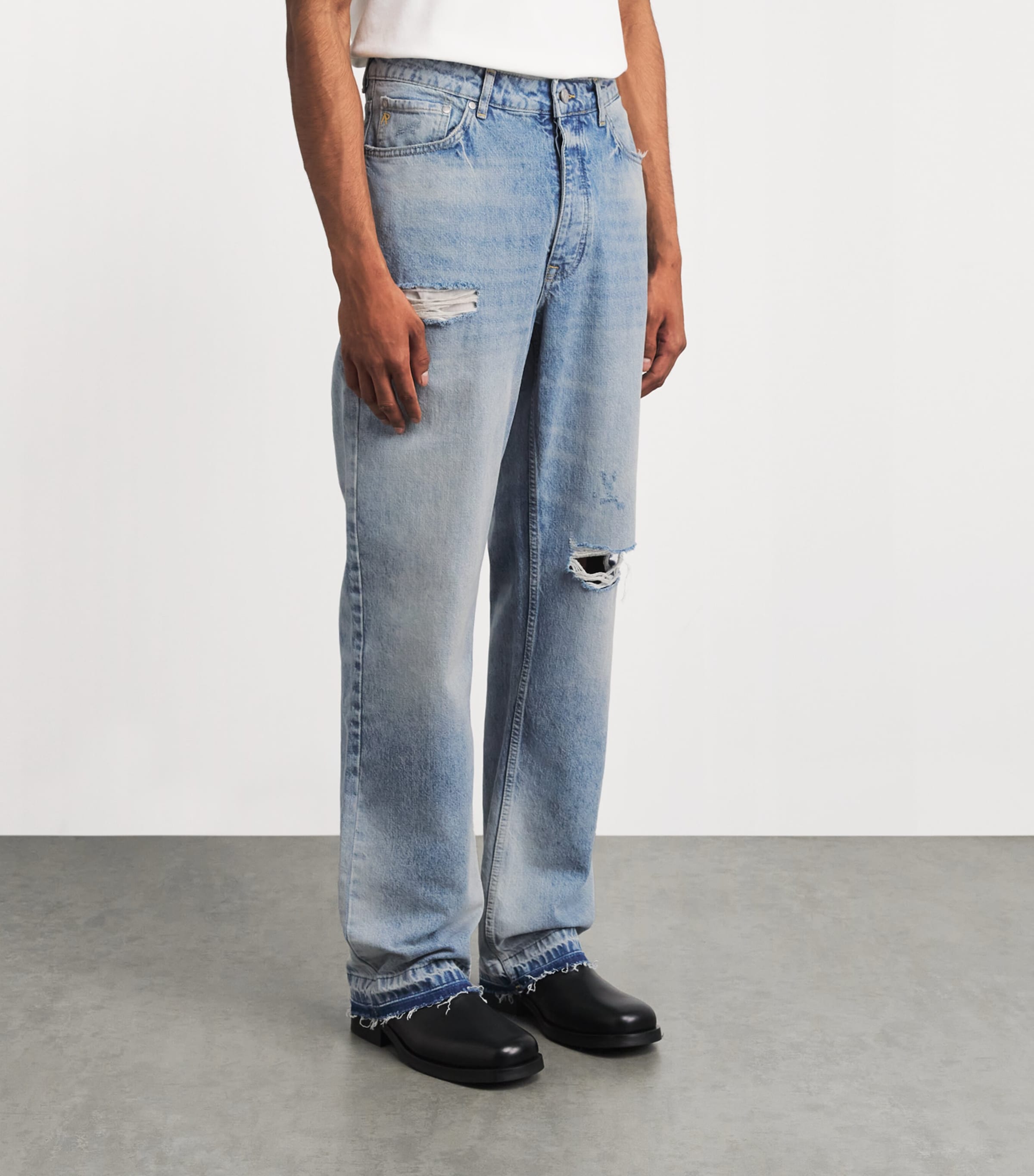 Represent Mens Ripped Heaton Straight Jeans Light Vintage Blue Image 4