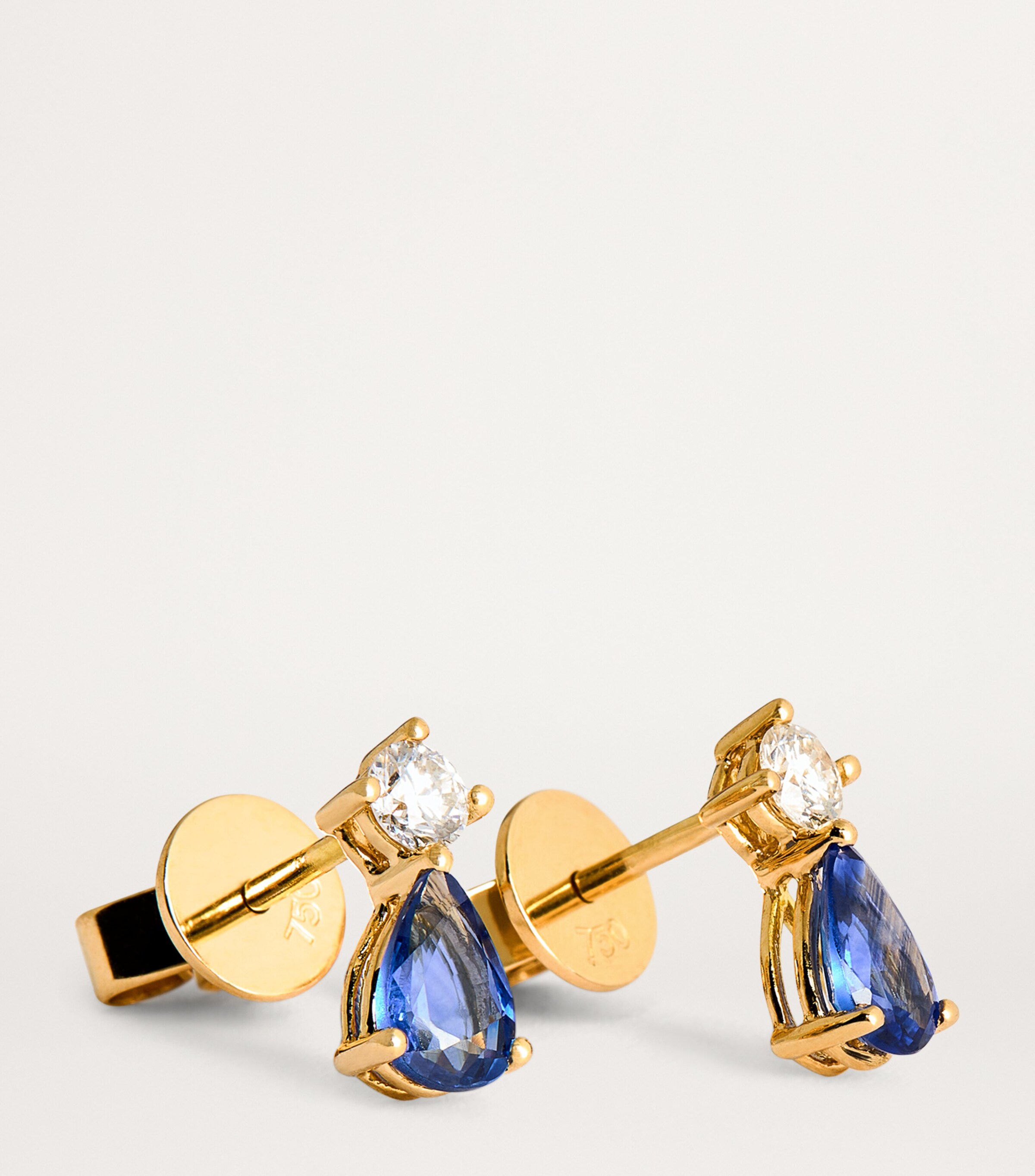 Yellow Gold, Diamond and Sapphire Violet Stud Earrings YELLOW GOLD Image 6