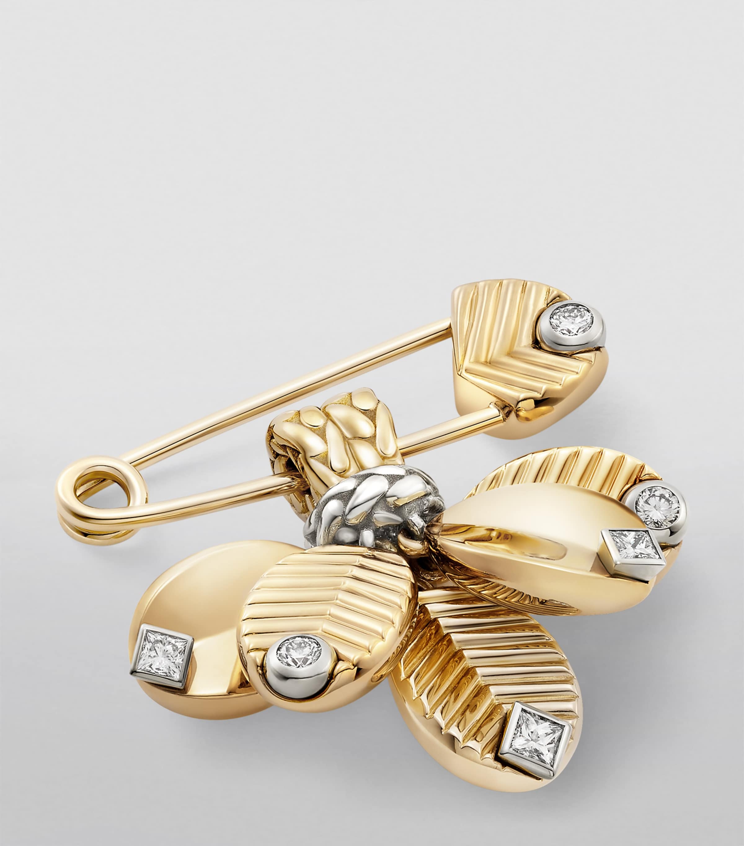 Yellow Gold, White Gold and Diamond Grain de Café Brooch YELLOW GOLD Image 3