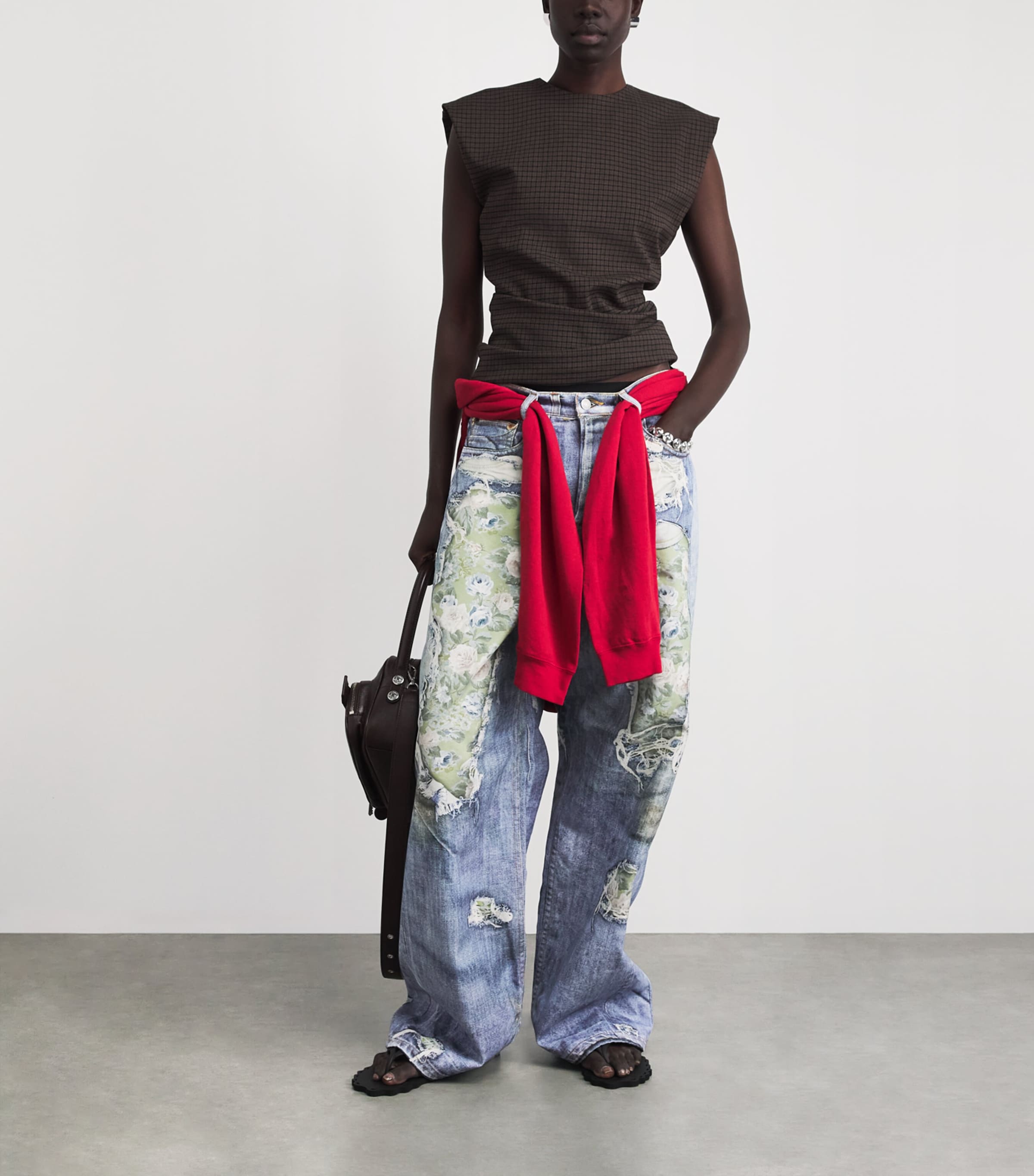 Acne Studios Womens Trompe-l'Oeil Wide-Leg Jeans Blue/green Image 2
