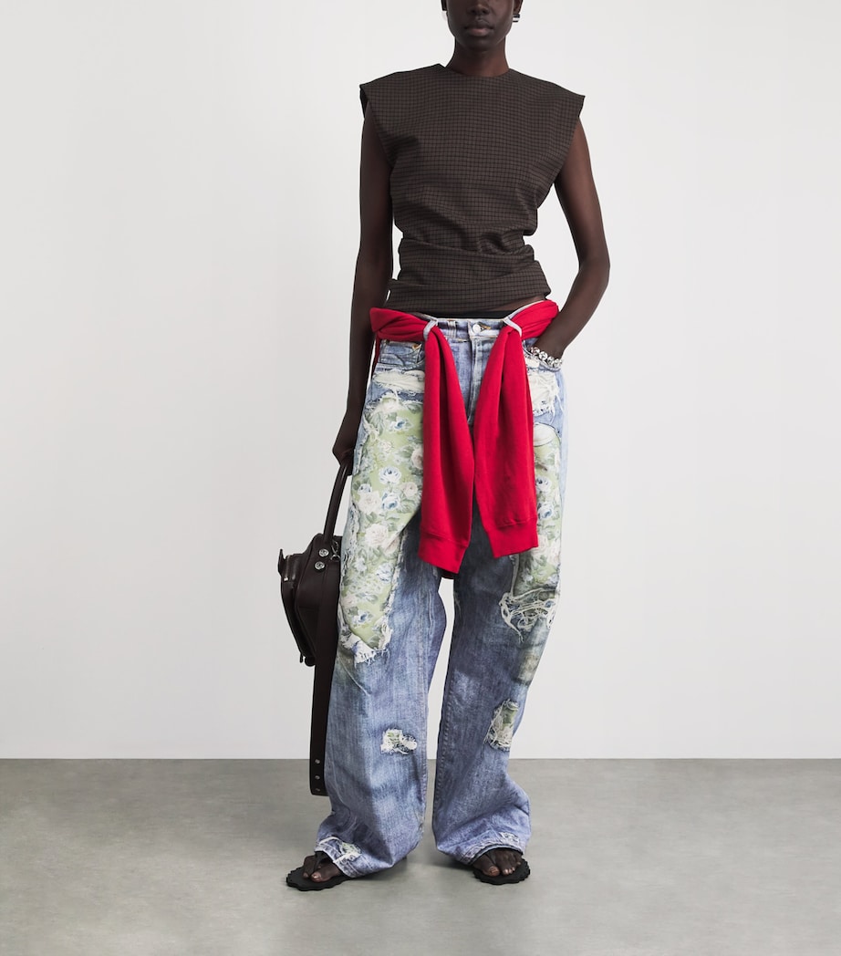 Acne Studios Womens Trompe-l'Oeil Wide-Leg Jeans Blue/green Image 2