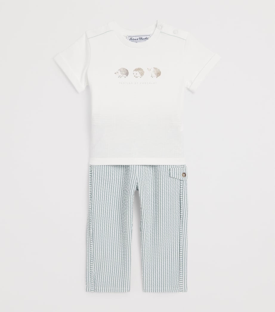 Cotton-Blend Crepe Stripe Trousers (3 Months - 4 Years) EMERAUDE Image 3