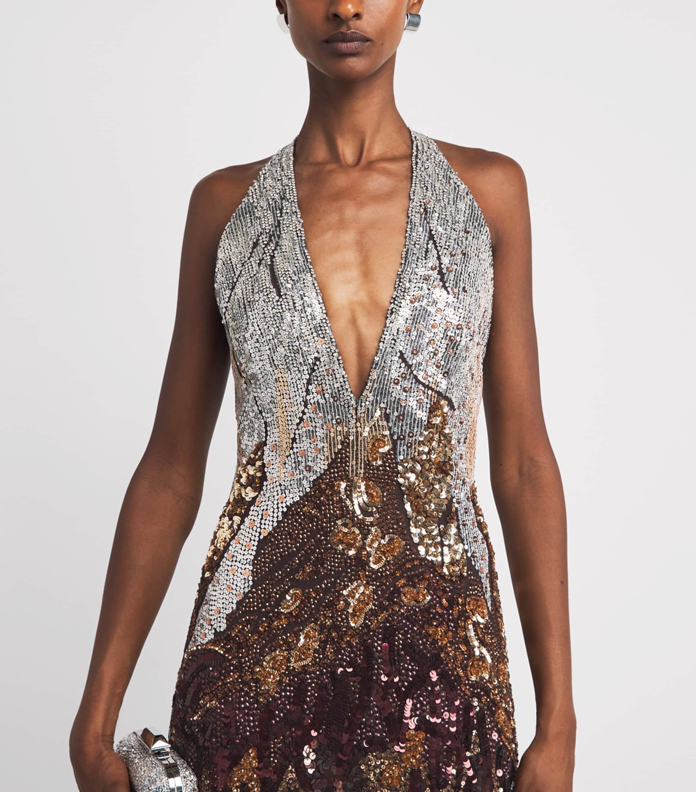Jenny Packham Womens Embellished Wild Rose Gown Cacao Image 3