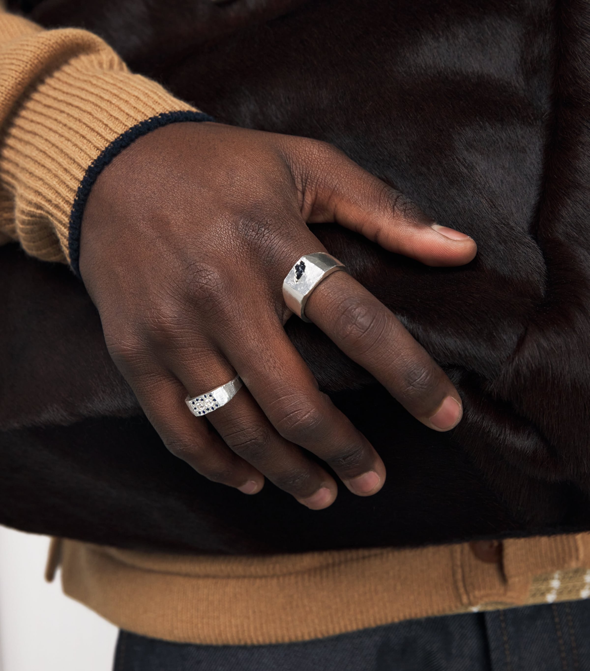 Sterling Silver and Sapphire Double Halo Ring BLUE & WHITE Image 2