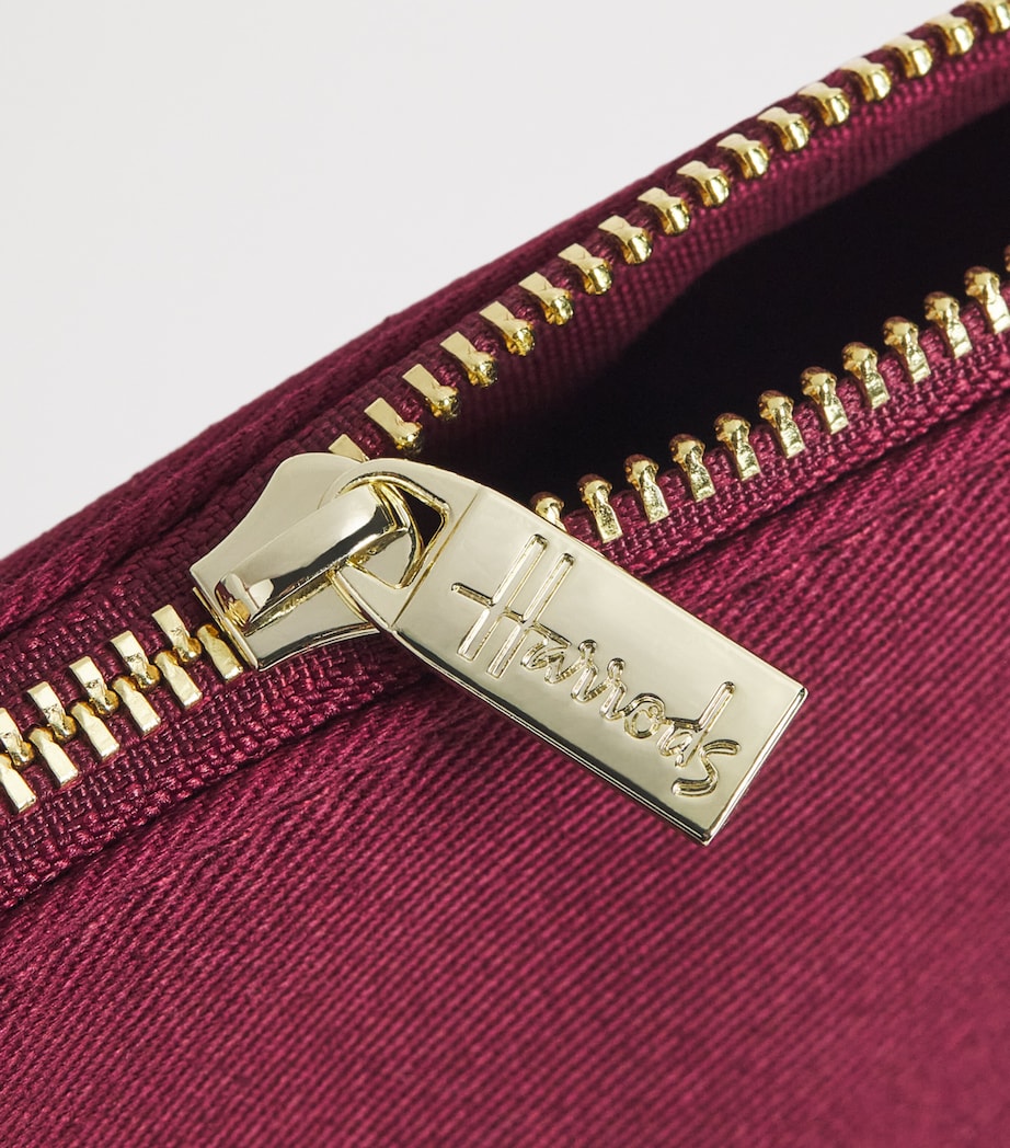 Harrods Small Cotton Logo Cosmetics Bag Burgundy Image 3