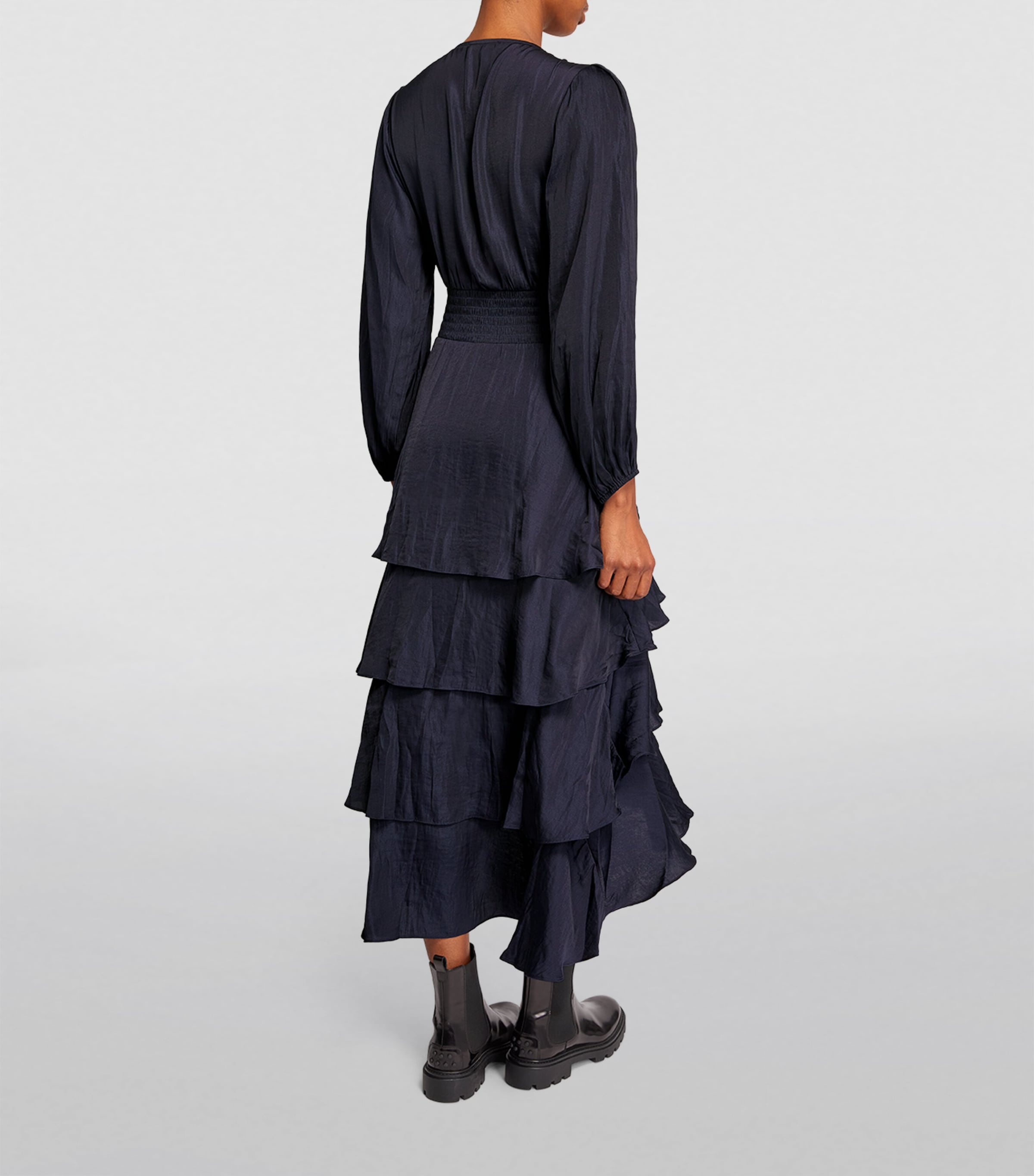 Ruffled Midi Dress NAVY Image 3