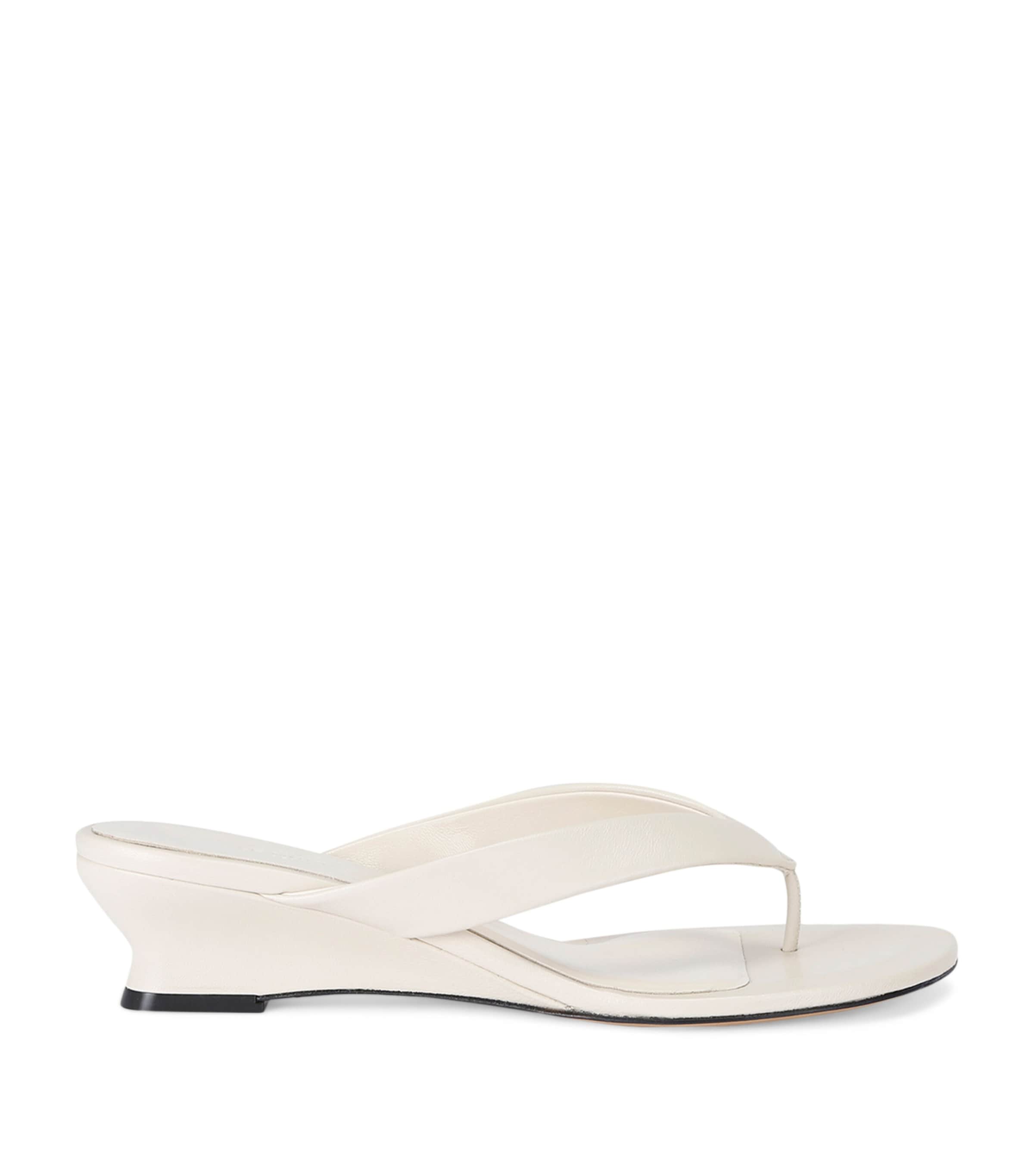 Le Monde Beryl Leather Micro Wedge Sandals In White