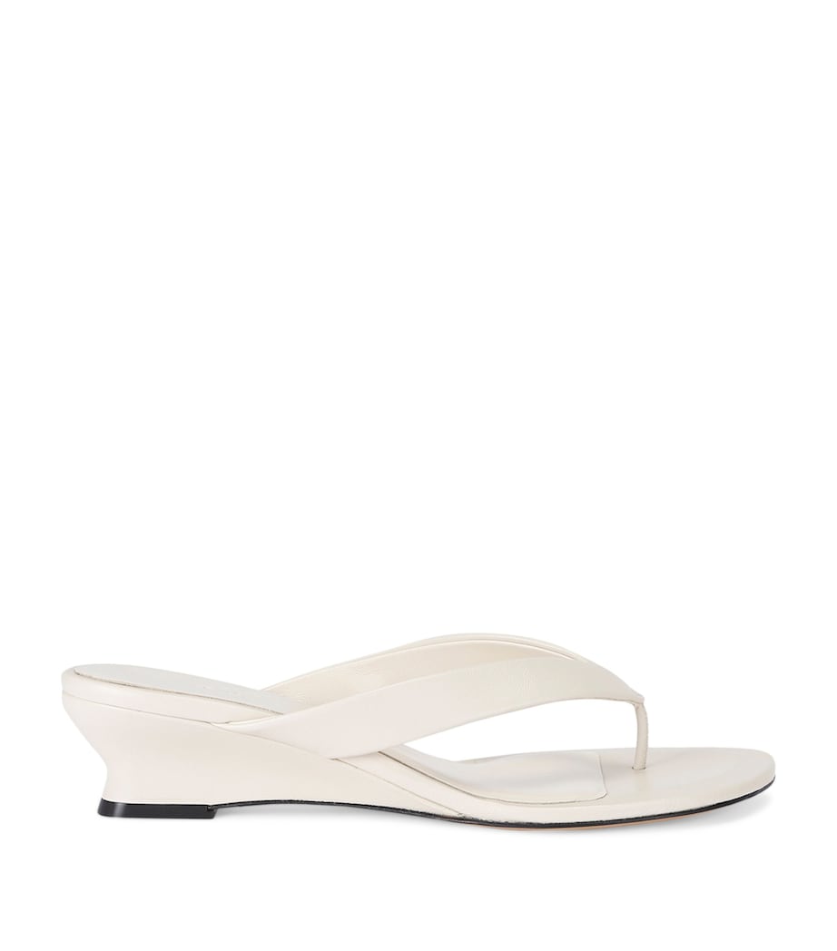 Leather Micro Wedge Sandals 40 WHITE Image 1