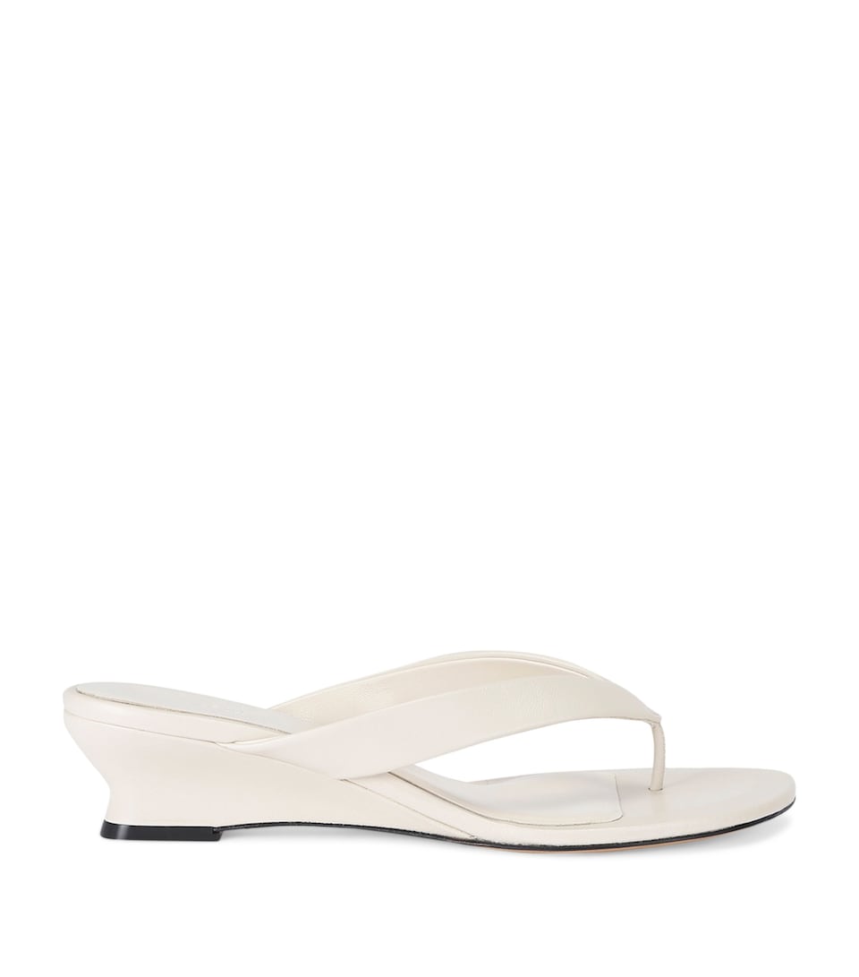 Le Monde Beryl Leather Micro Wedge Sandals 40 White