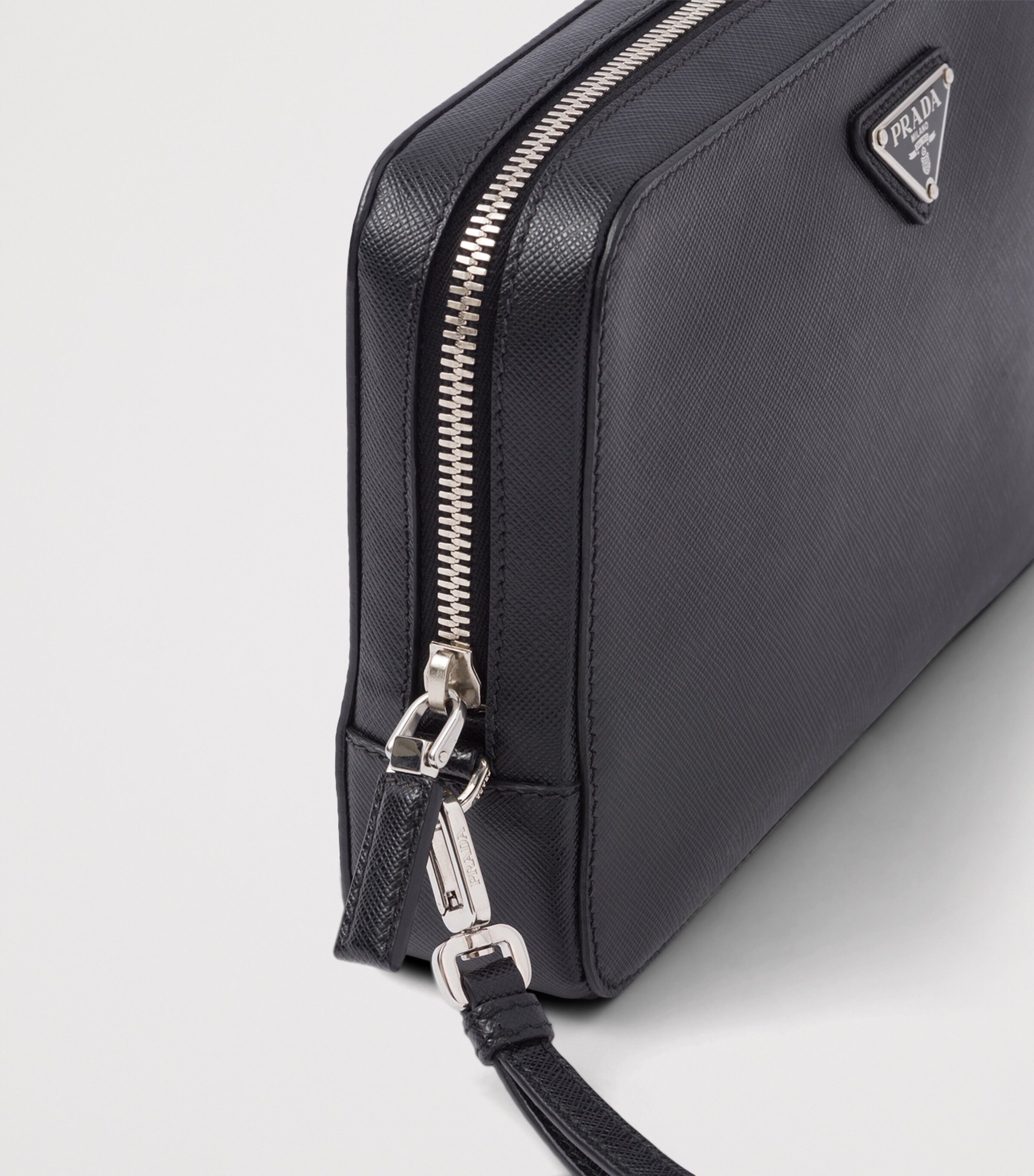 Prada Saffiano Leather Pouch Black Image 7