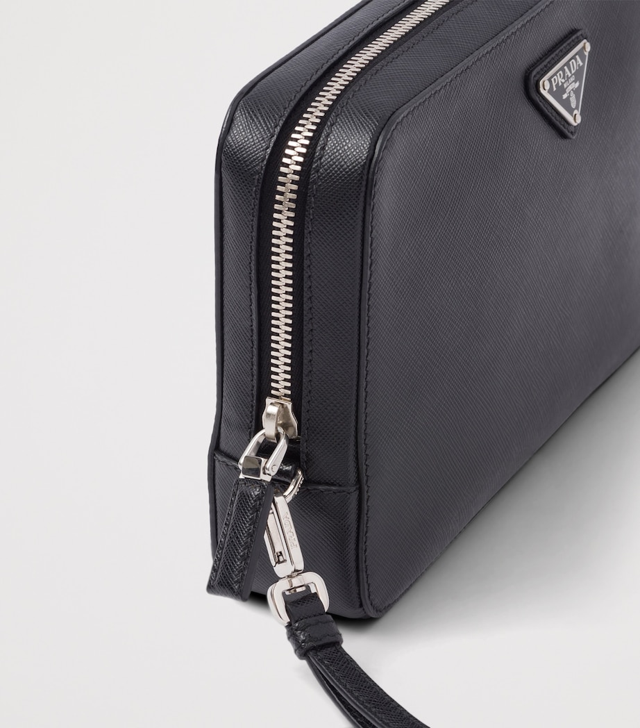 Prada Saffiano Leather Pouch Black Image 7