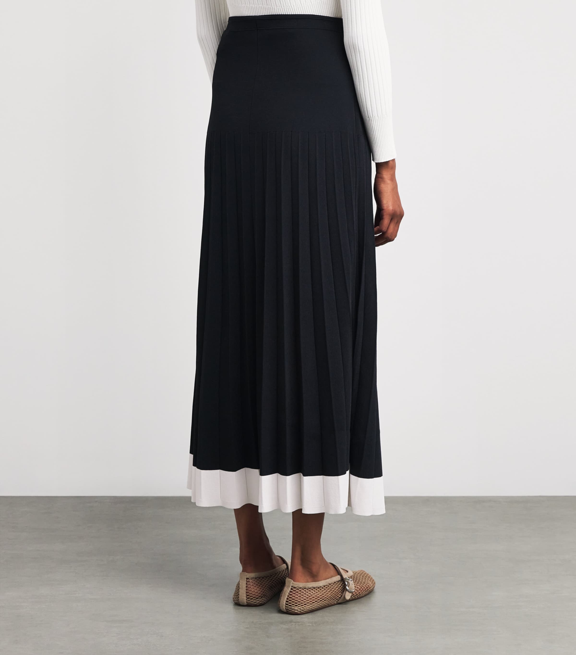 Contrast-Trim Knitted Maxi Skirt NAVY BLUE Image 4