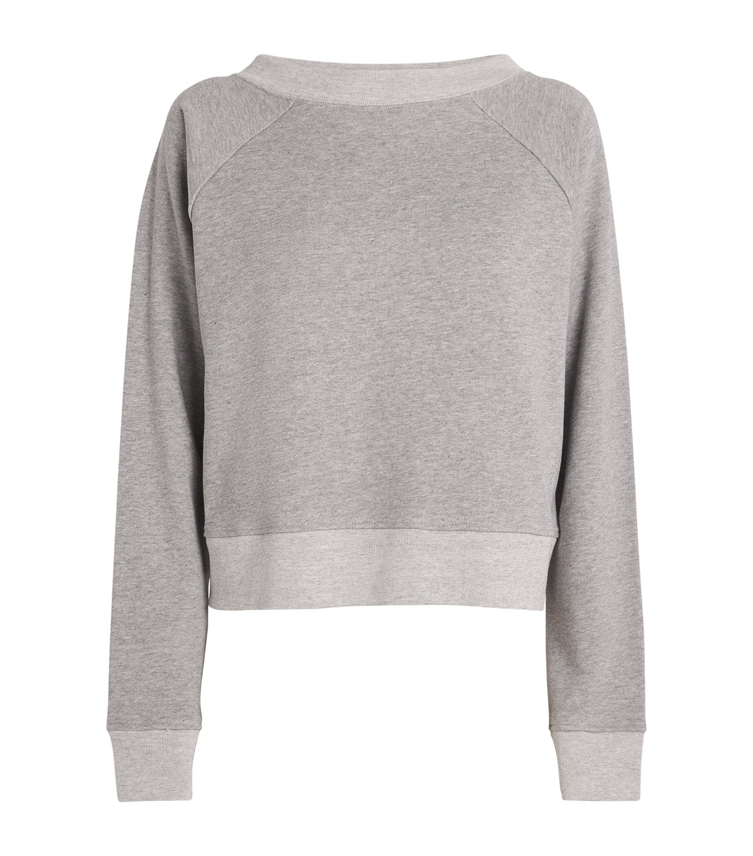 Victoria Beckham Cotton Cropped Sweatshirt In Grey