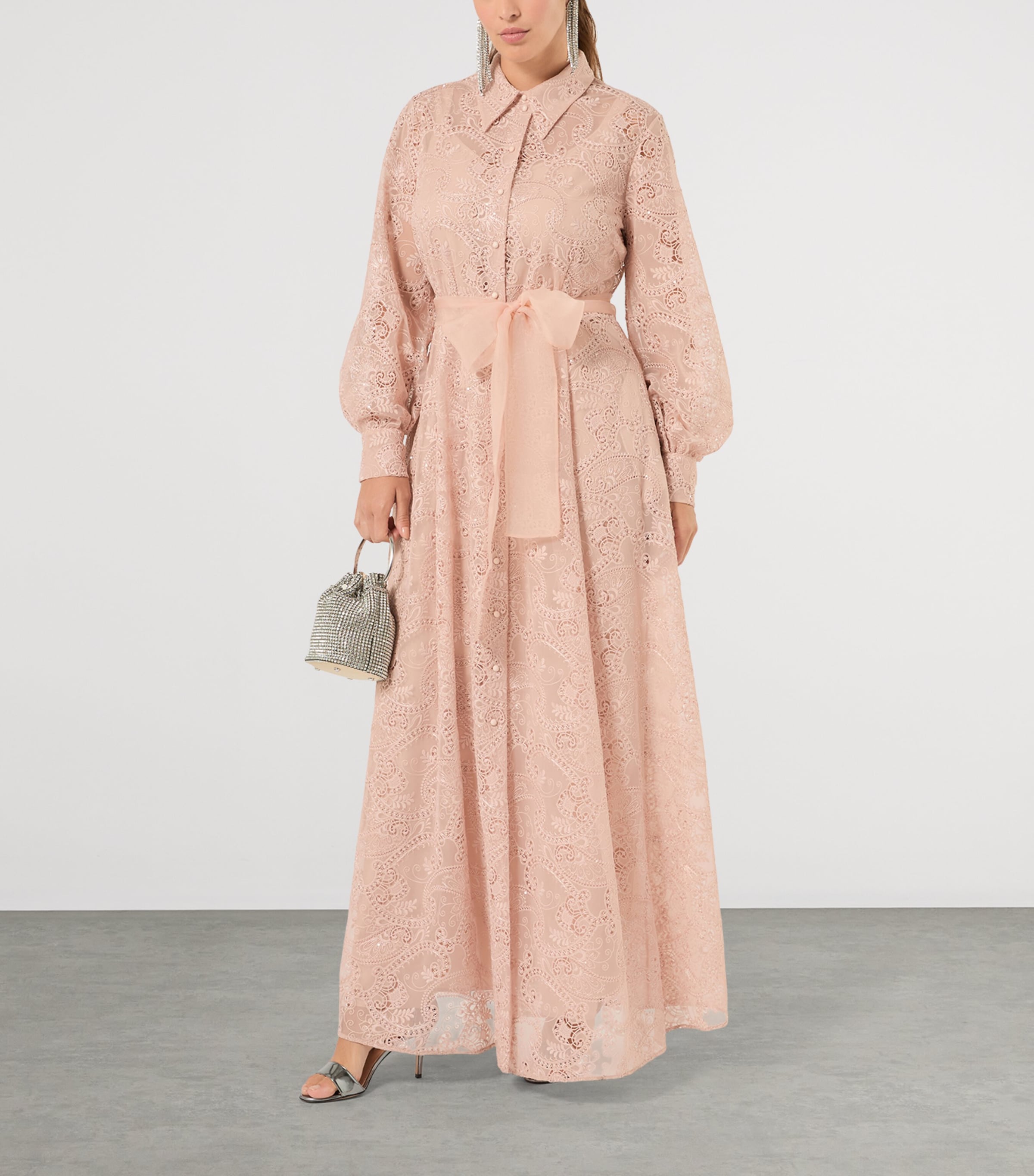 Marina Rinaldi Womens Embroidered Maxi Shirt Dress Skin Image 2