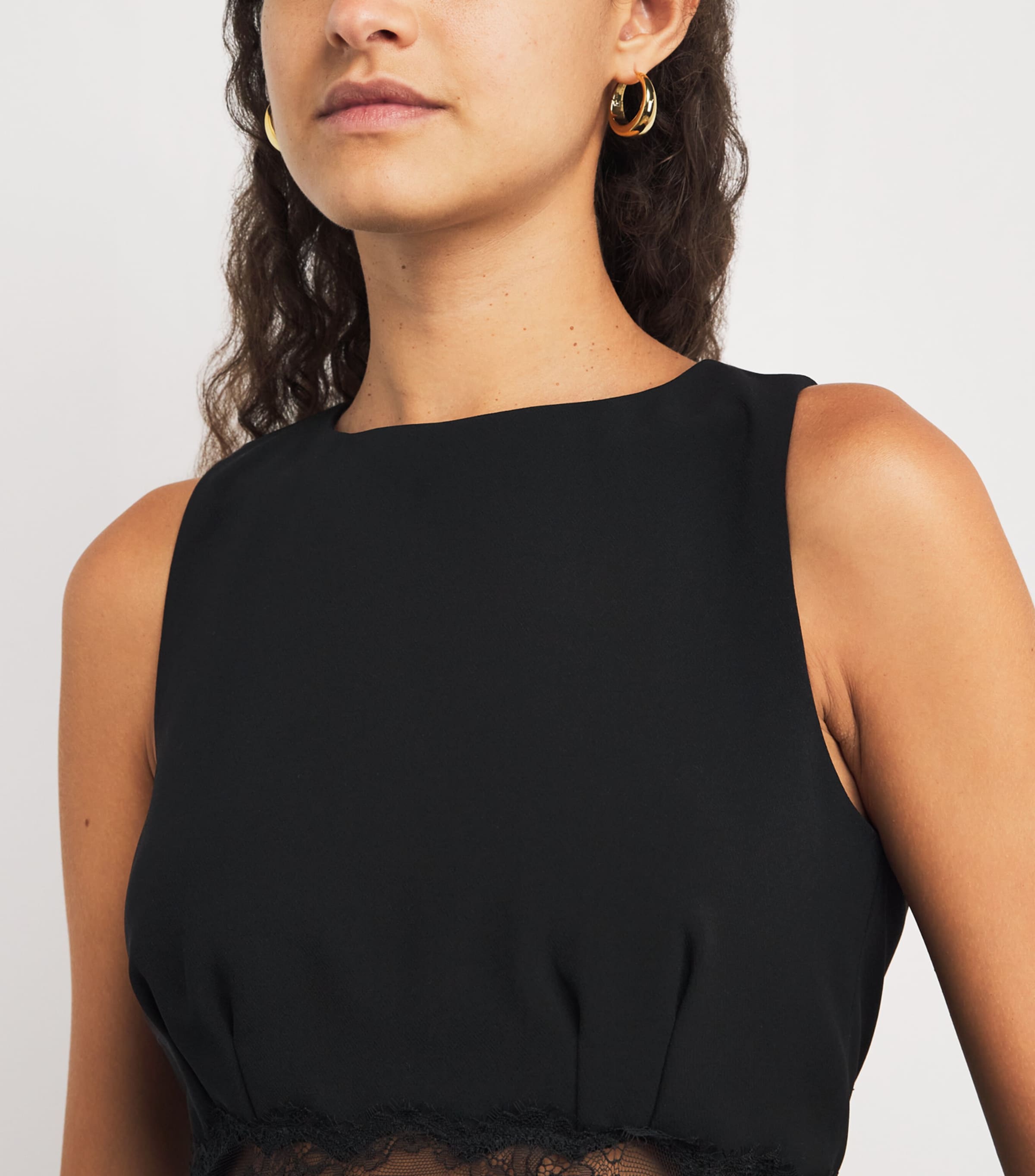 Lace-Trim Mini Dress BLACK Image 6