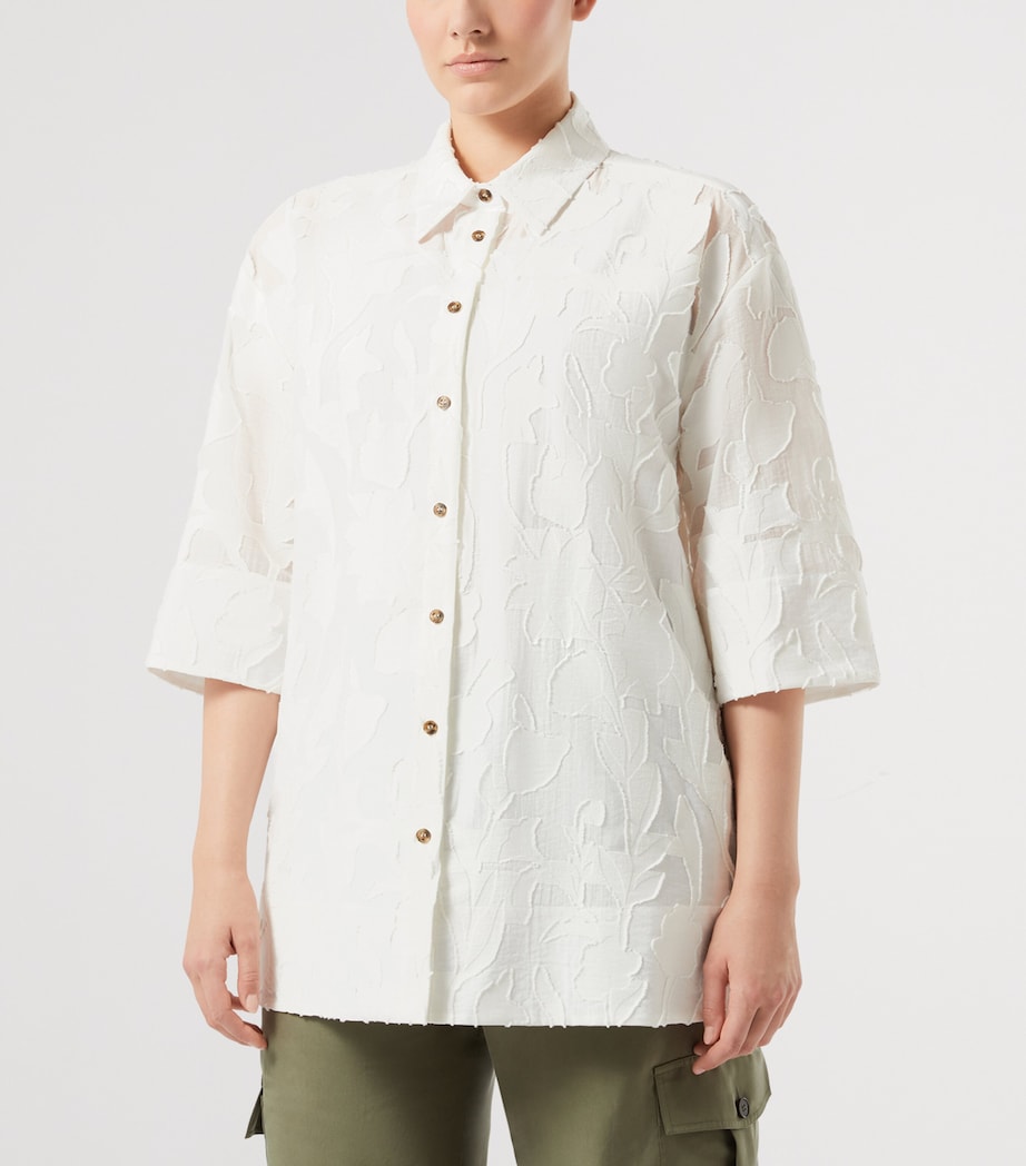 Marina Rinaldi Womens Floral Jacquard Tunic Shirt White Image 3