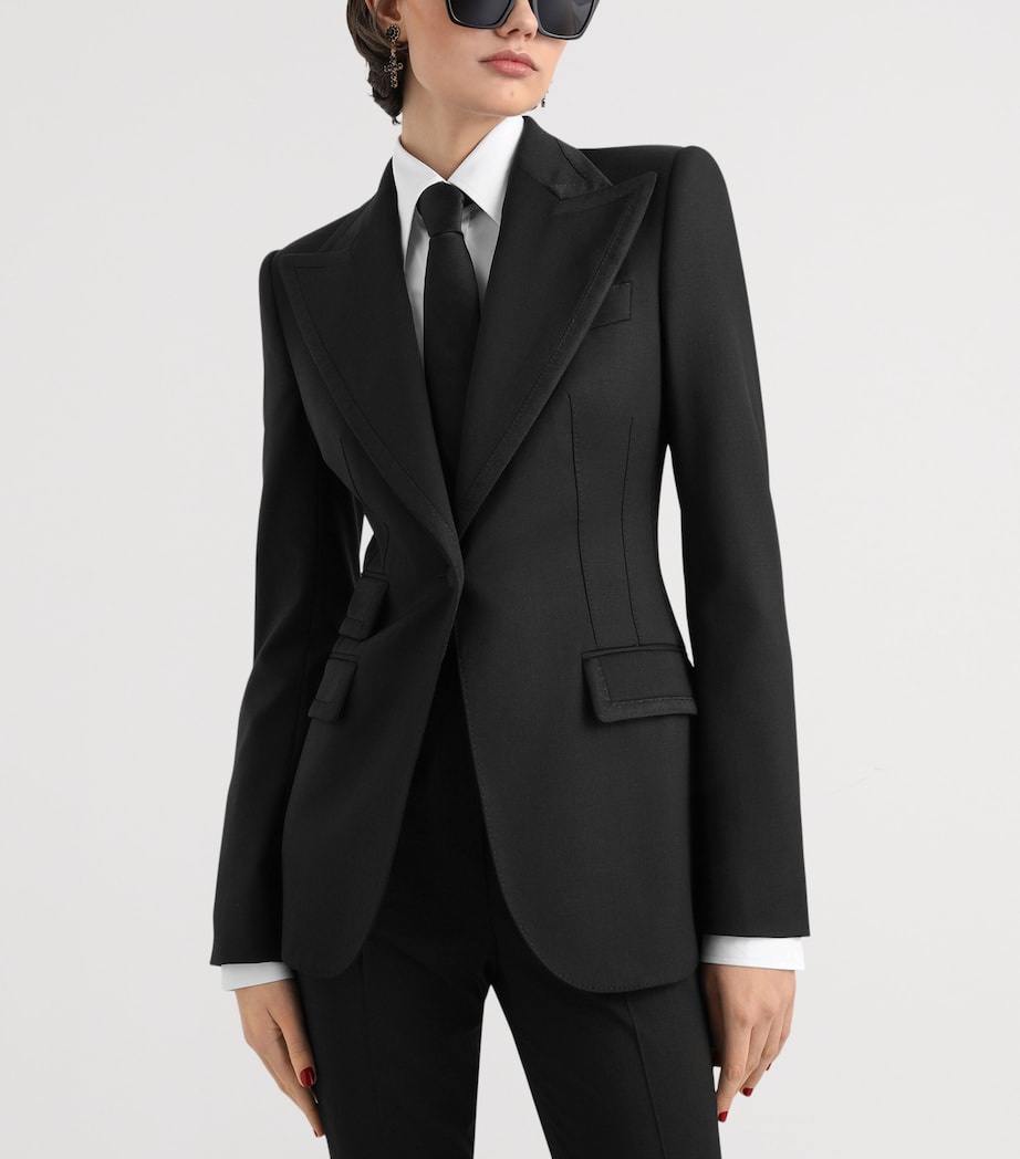 Dolce&Gabbana Womens Virgin Wool-Blend Blazer Black Image 4