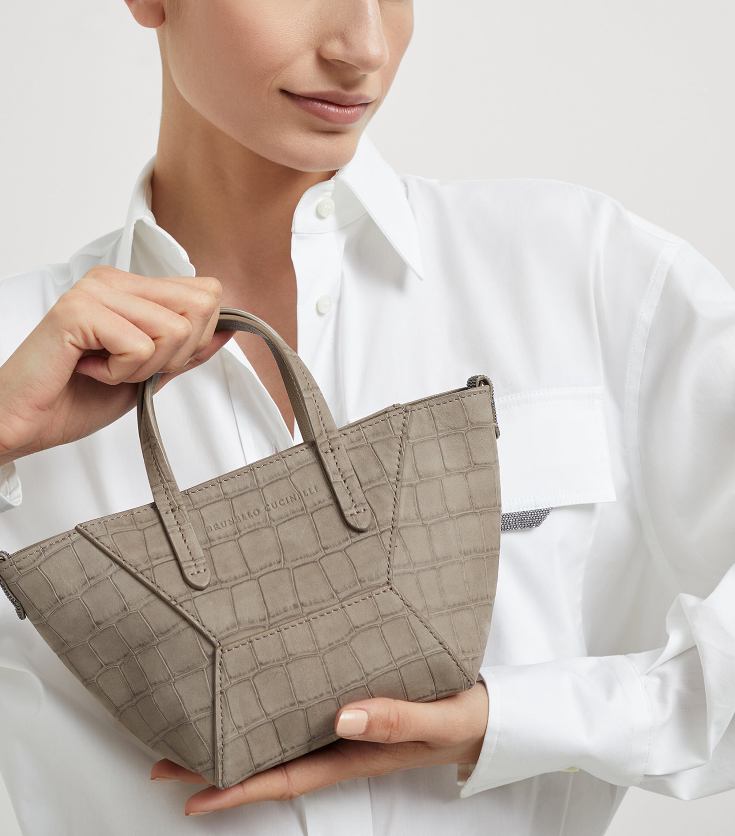 Croc-Embossed Leather Duo Mini Bag C3983 Image 2