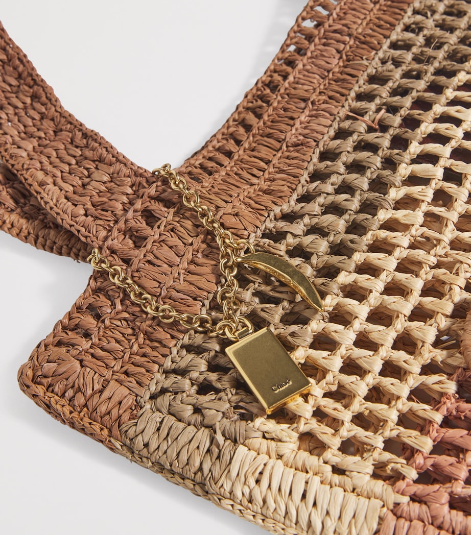 Raffia Stripe Summer Banana Tote Bag BEIGE Image 6