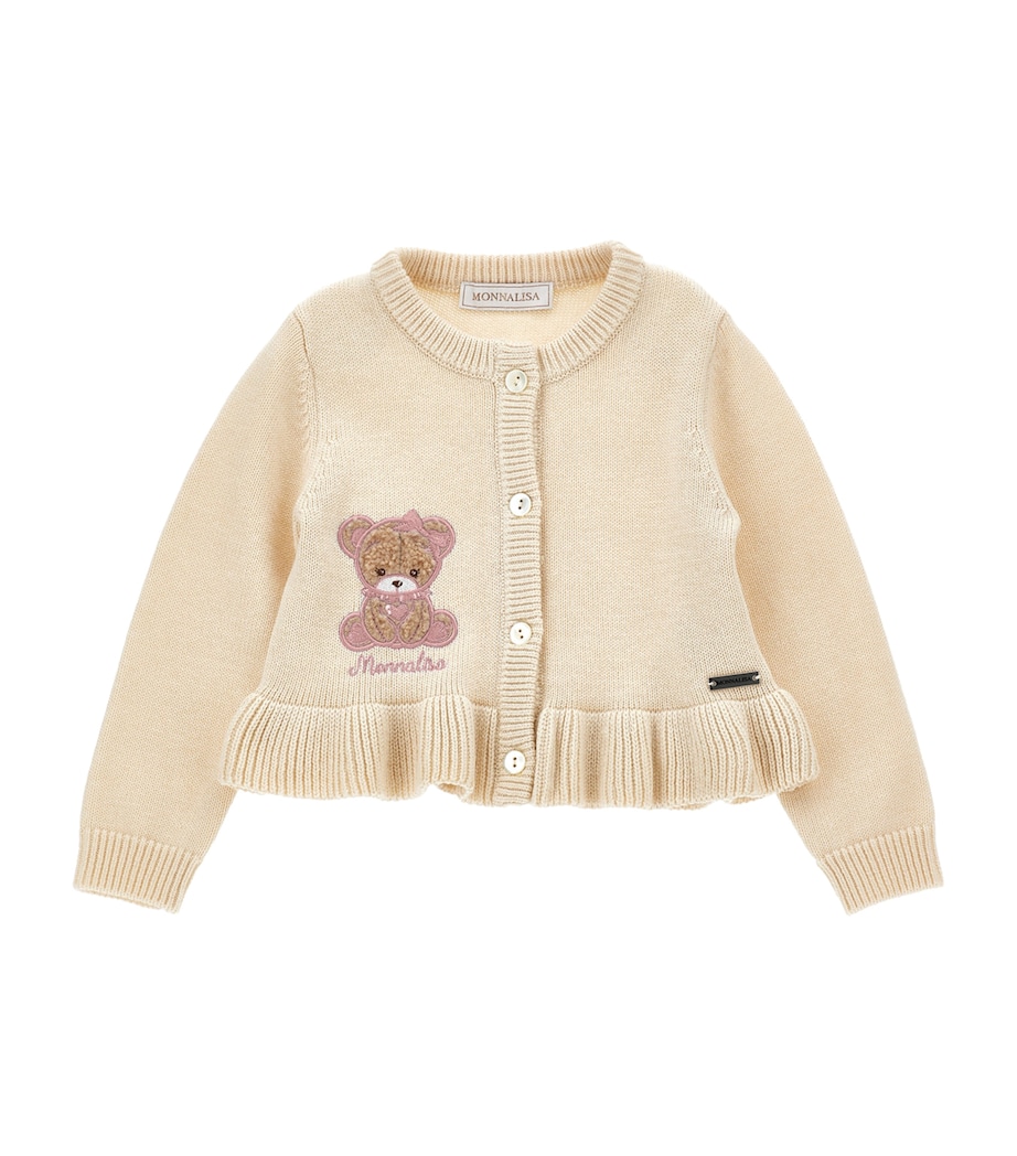 Wool-Cotton Bear Cardigan (3-36 Months) ECRU+ROSA FAIRYTALE Image 1