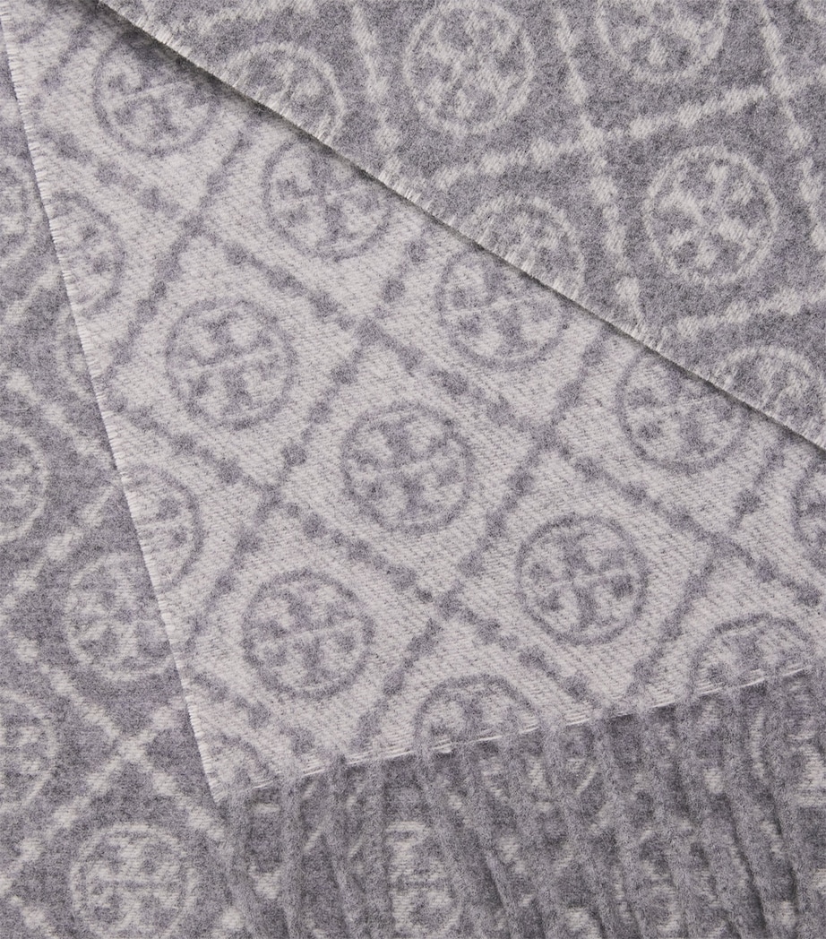 Wool-Cashmere Monogram Scarf 020 GRAY Image 3