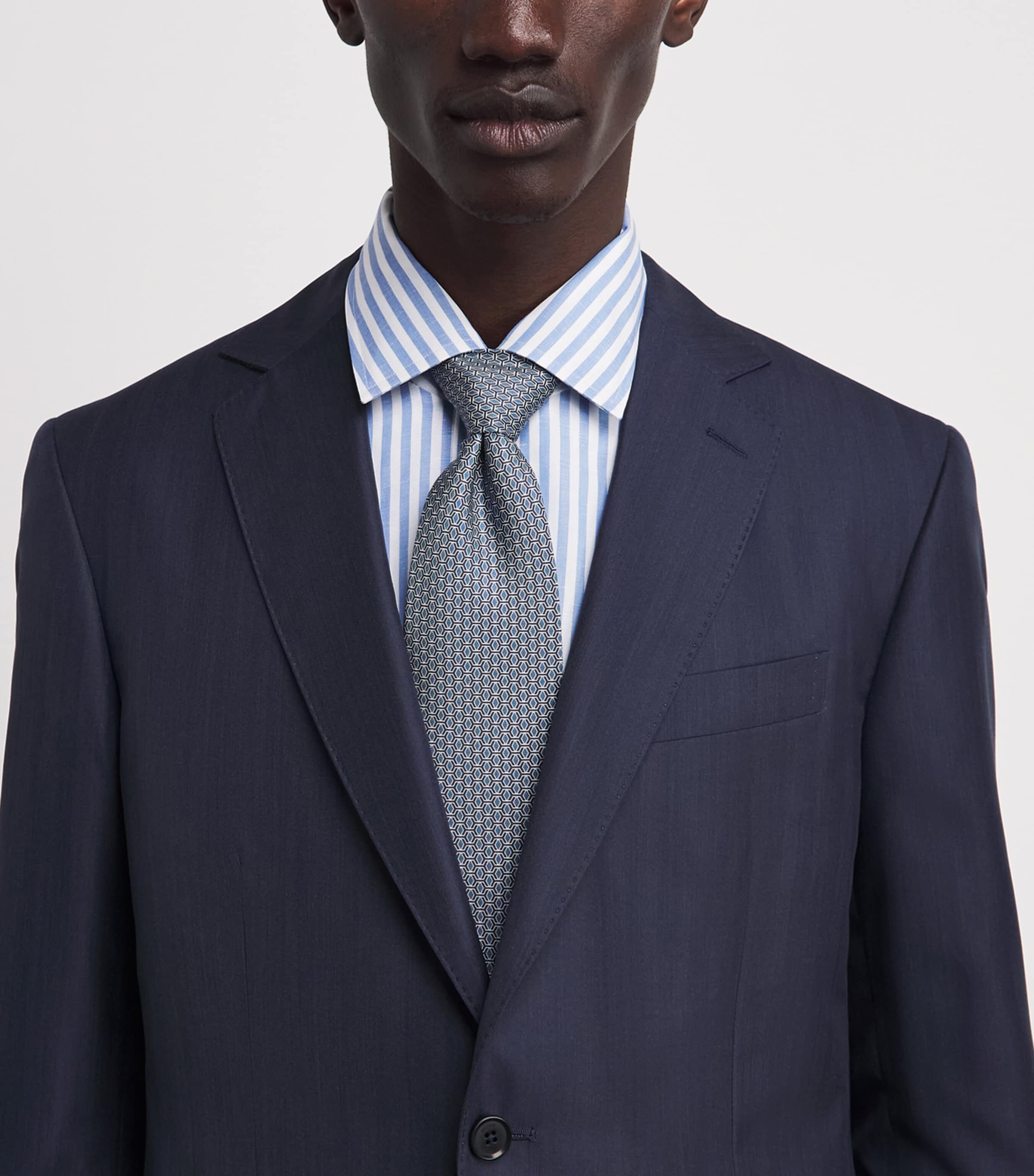 Brioni Mens Cotton-Linen Stripe Shirt Image 3