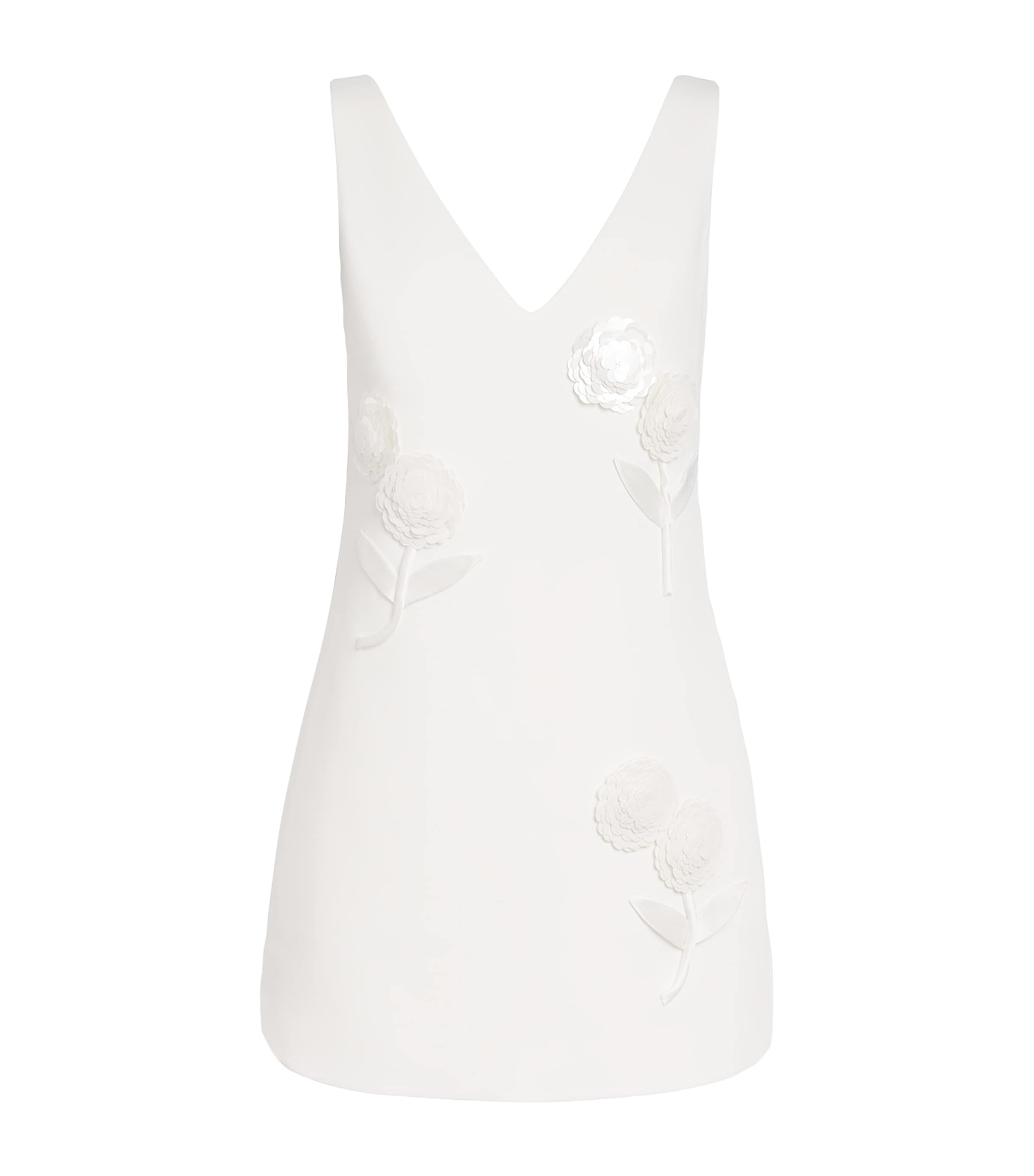 Self-Portrait Embellished Crepe Floral Mini Dress White