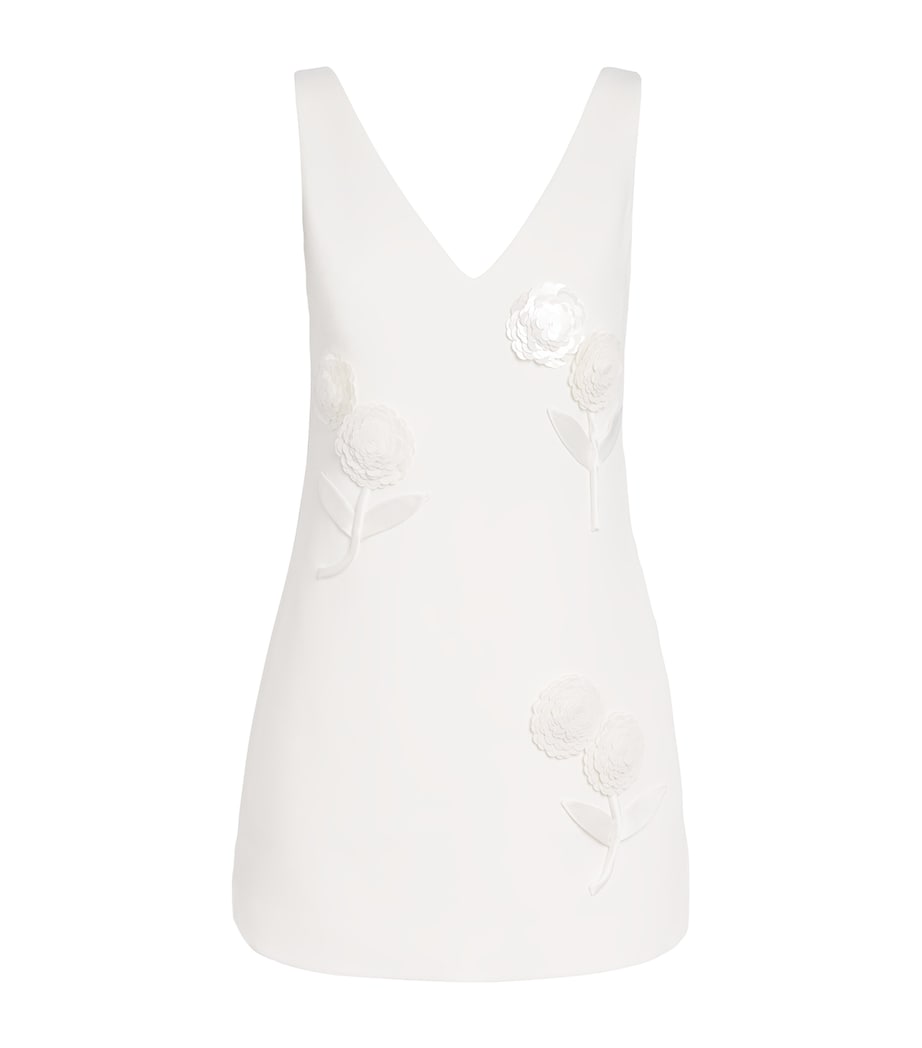 Self-Portrait Womens Embellished Crepe Floral Mini Dress White Image 1