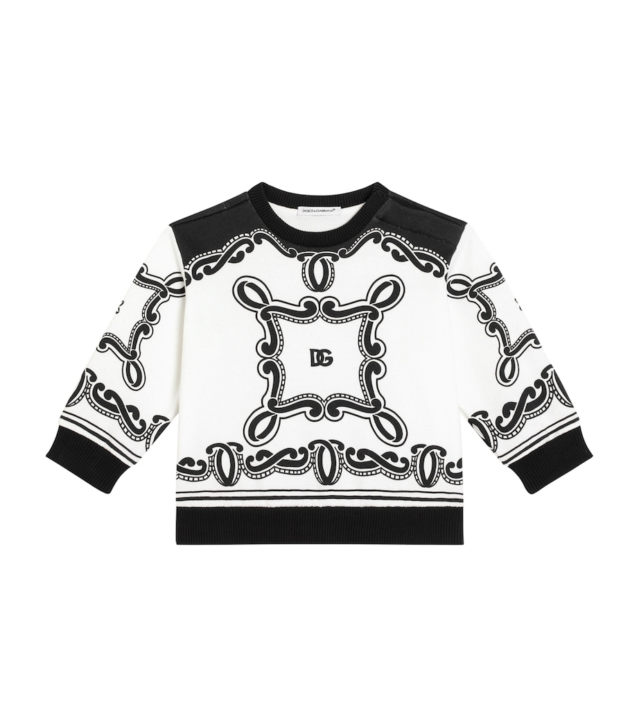Dolce&Gabbana Kids Cotton Graphic Sweatshirt (3-30 Months) Bandana Bl Image 1