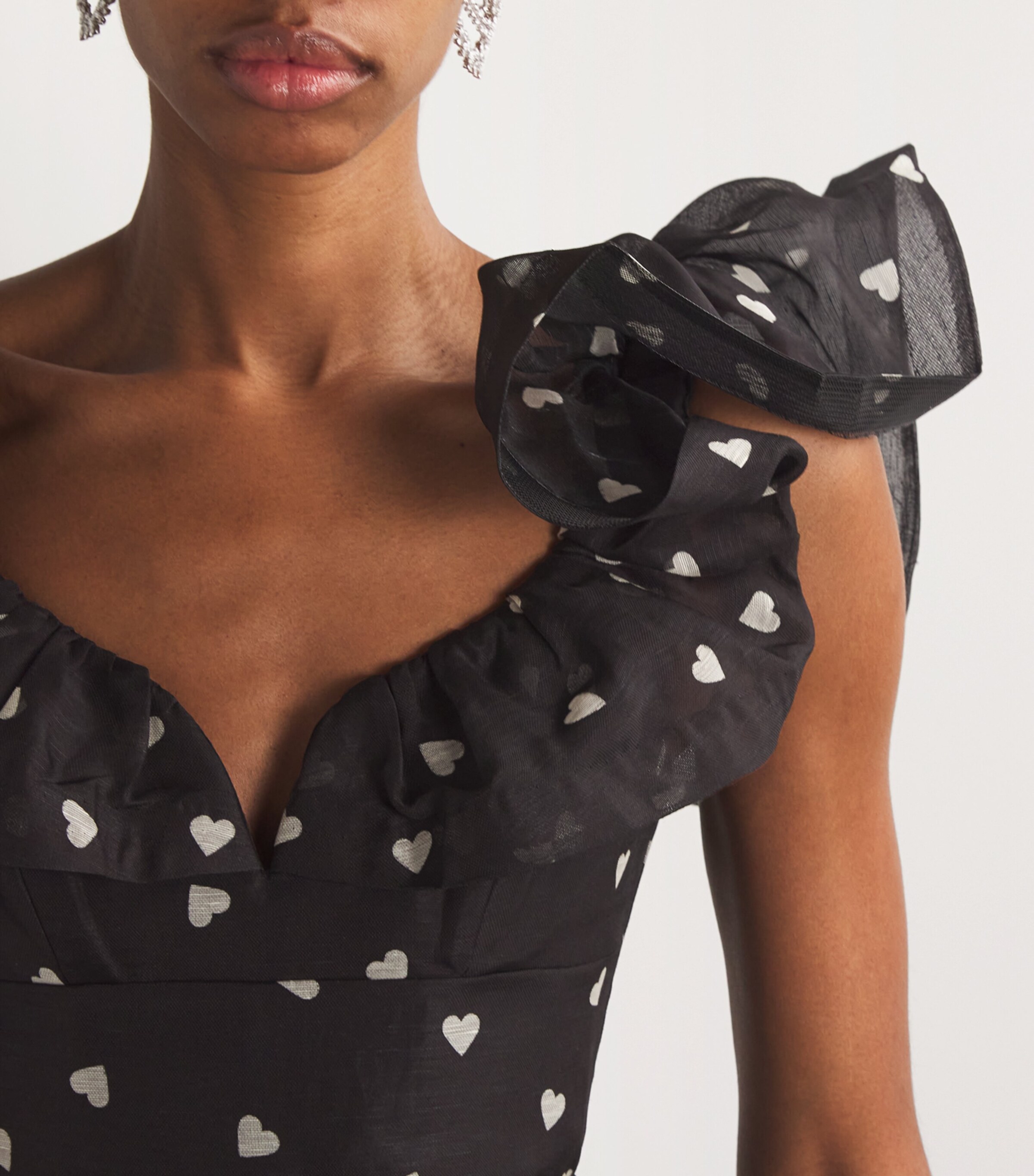 【Zimmermann】CRUSH FRILLED MIDI DRESS ハート フリル ミディ Crush Frilled Midi Dress Black Hearts Online | Zimmermann