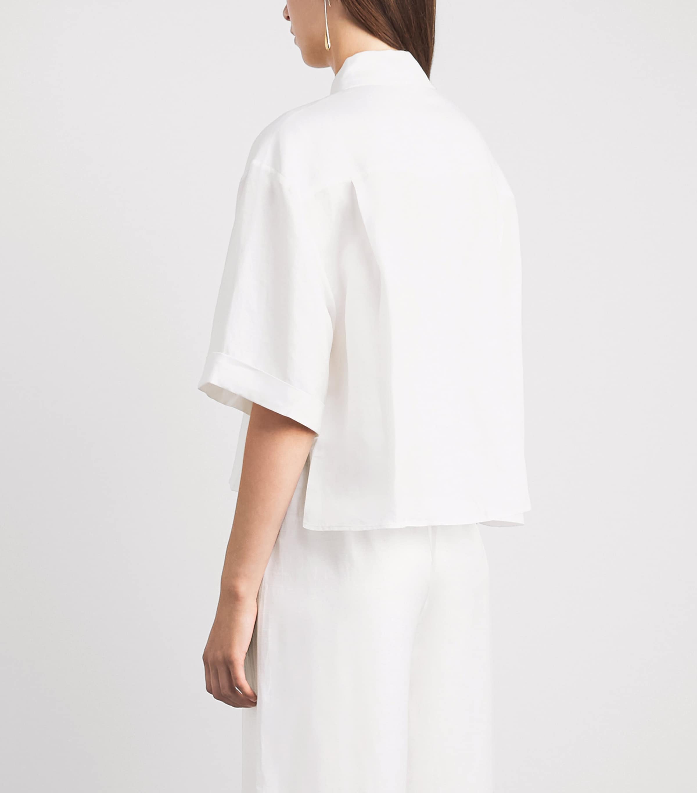 ANINE BING Womens Edith Cropped Shirt Ivory Image 5