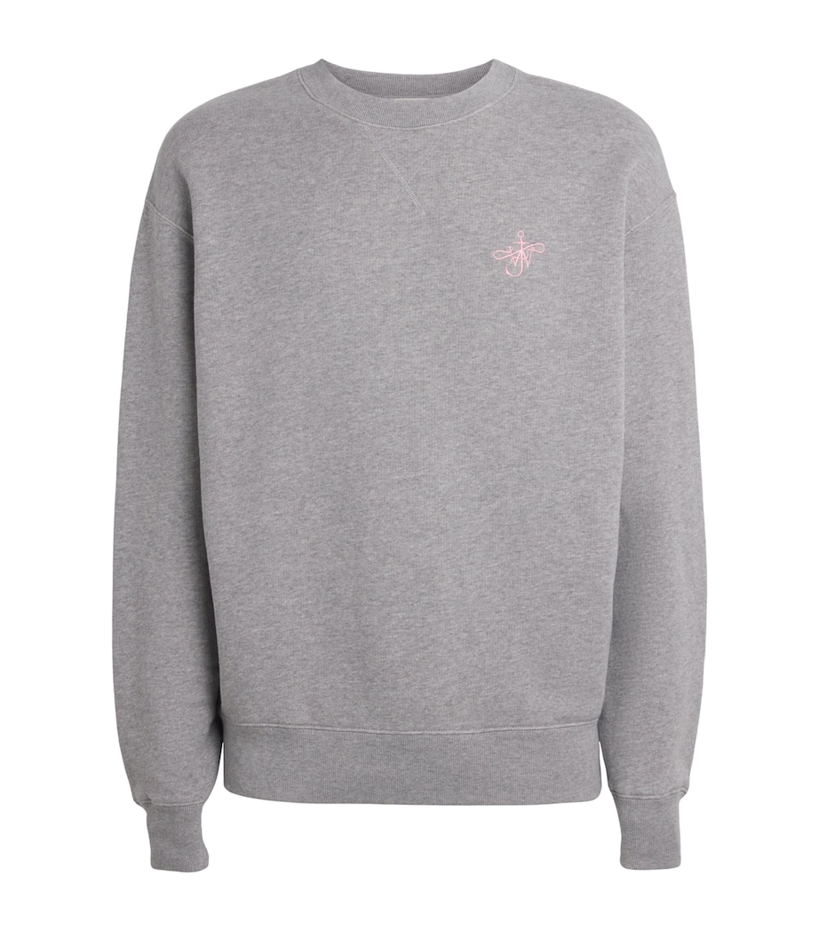 JW Anderson Mens Cotton Ribbon Anchor Sweatshirt Mid Grey Mlang Image 1