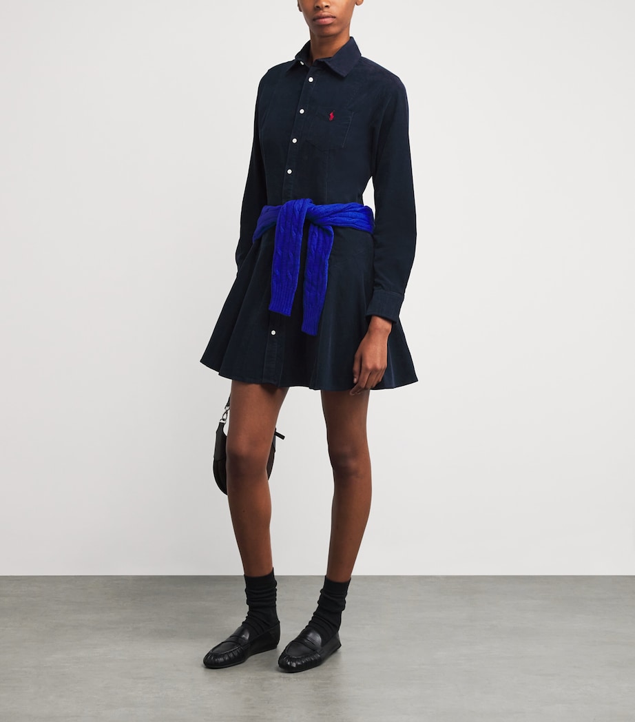 Cotton Corduroy Mini Shirt Dress NAVY Image 2
