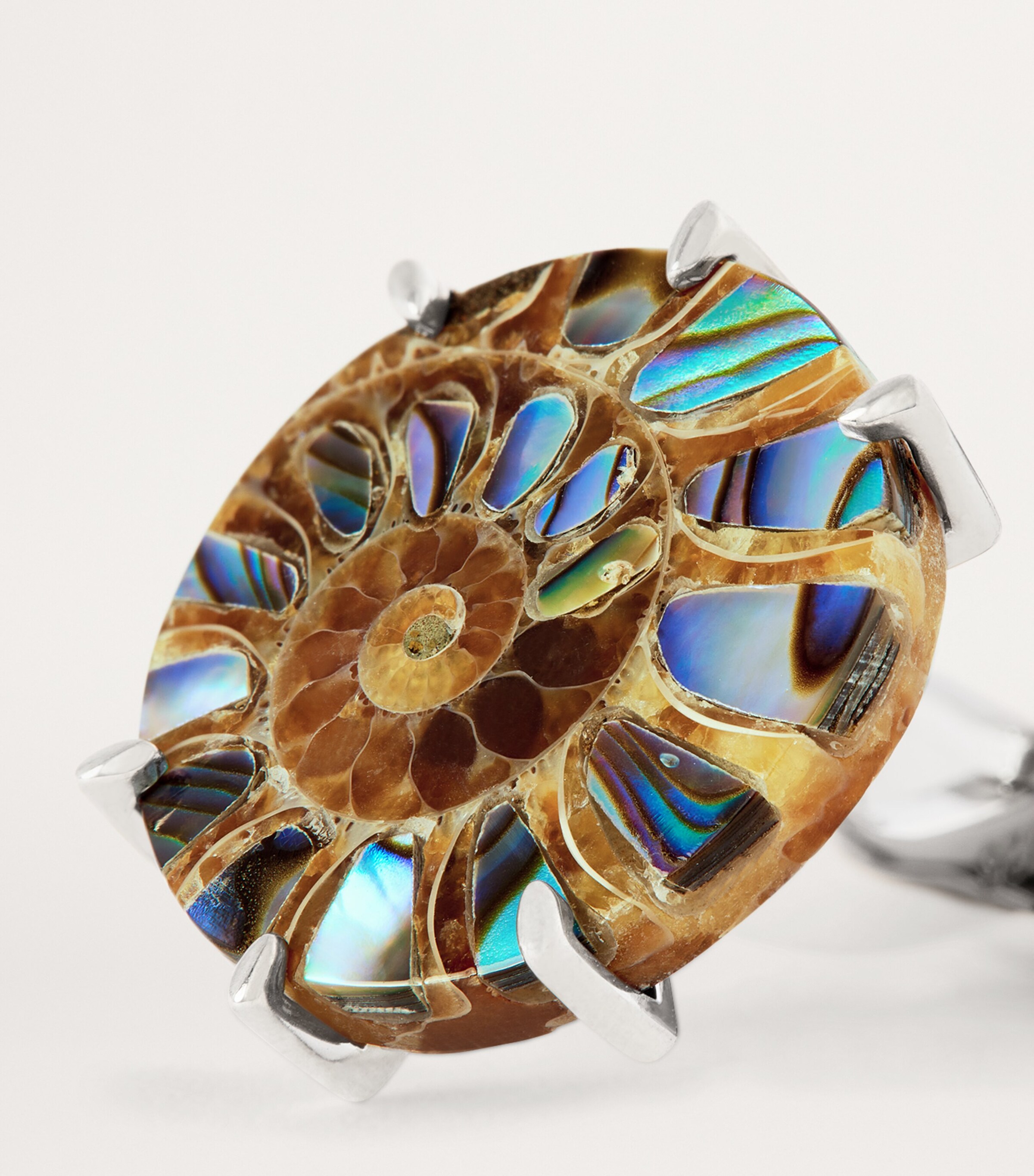 Tateossian Sterling Silver and Fossilised Ammonite Cufflinks Image 6