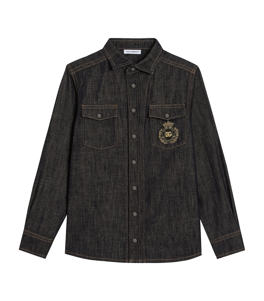 Dolce&Gabbana Kids Denim Logo Embroidered Shirt (8-12+ Years) Combi Image 1
