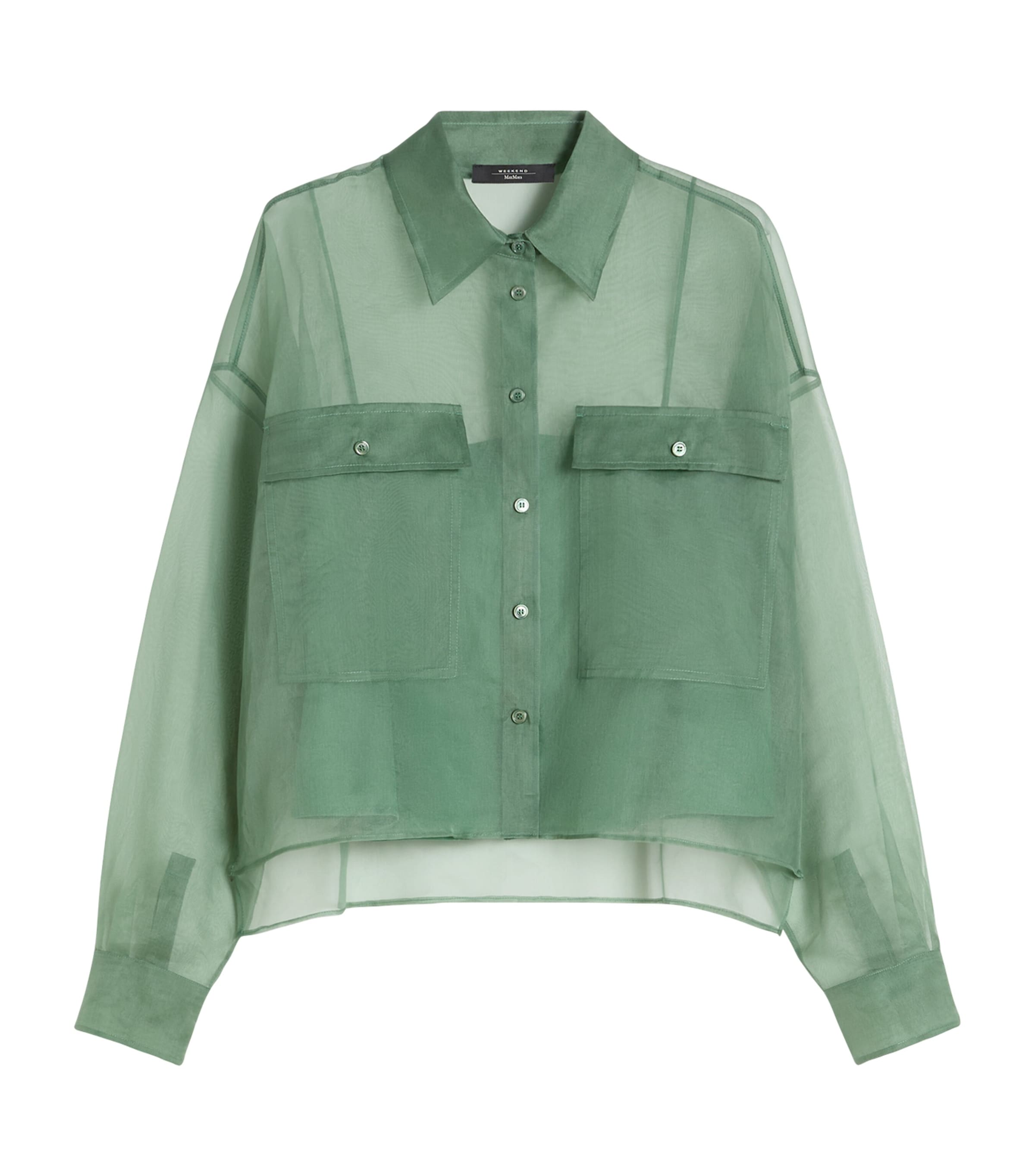Weekend Max Mara Womens Silk Organza Shirt Green Image 1