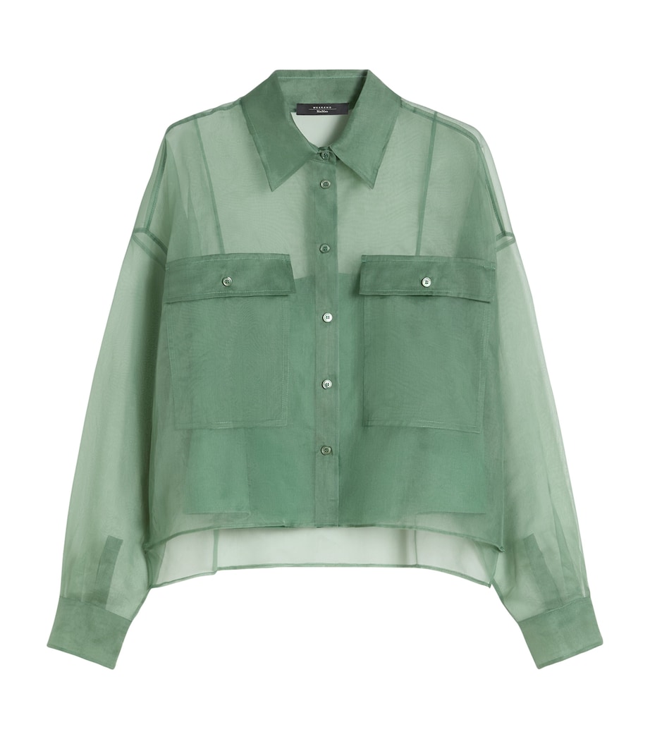 Weekend Max Mara Womens Silk Organza Shirt Green Image 1