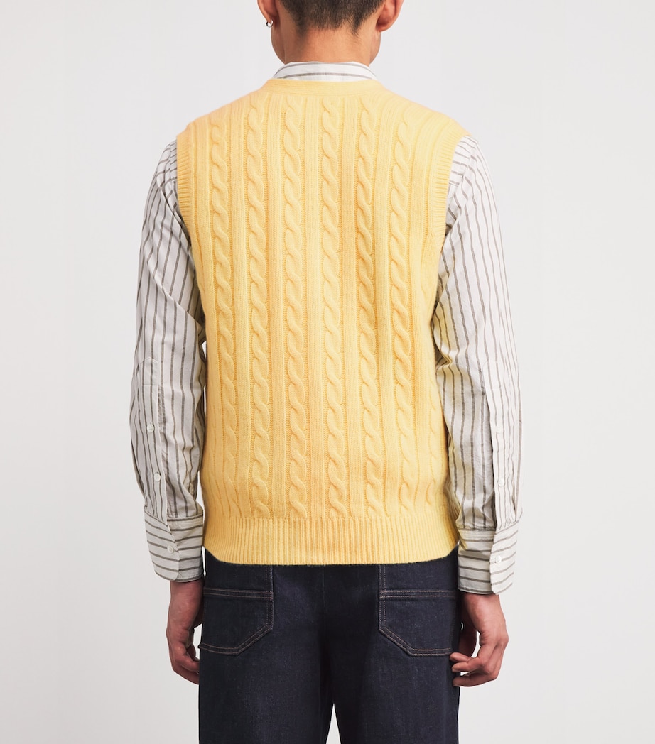 Wool-Cashmere Cable-Knit Sweater Vest YELLOW Image 4